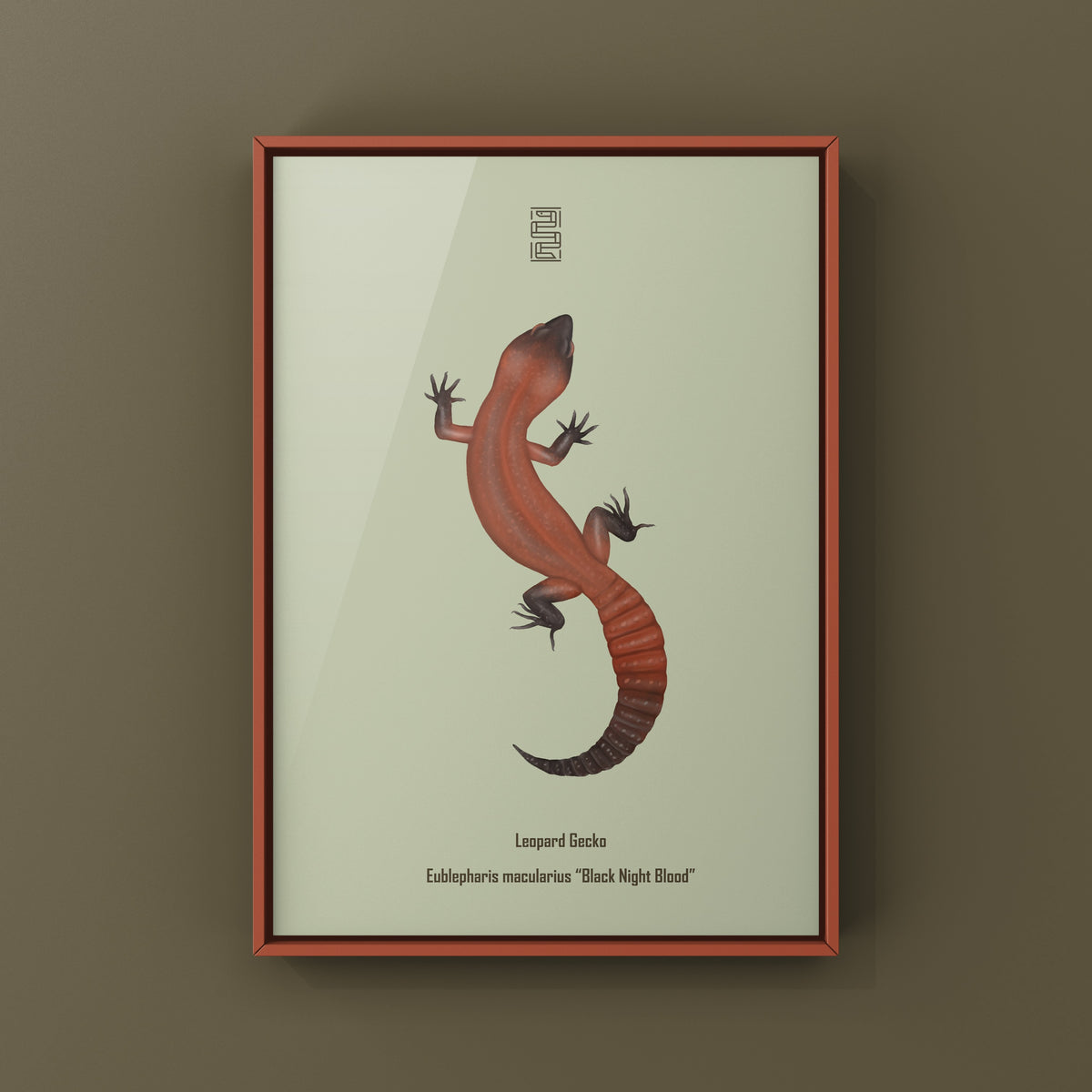 Black Night Blood Leopard Gecko Art Print (Eublepharis macularius)