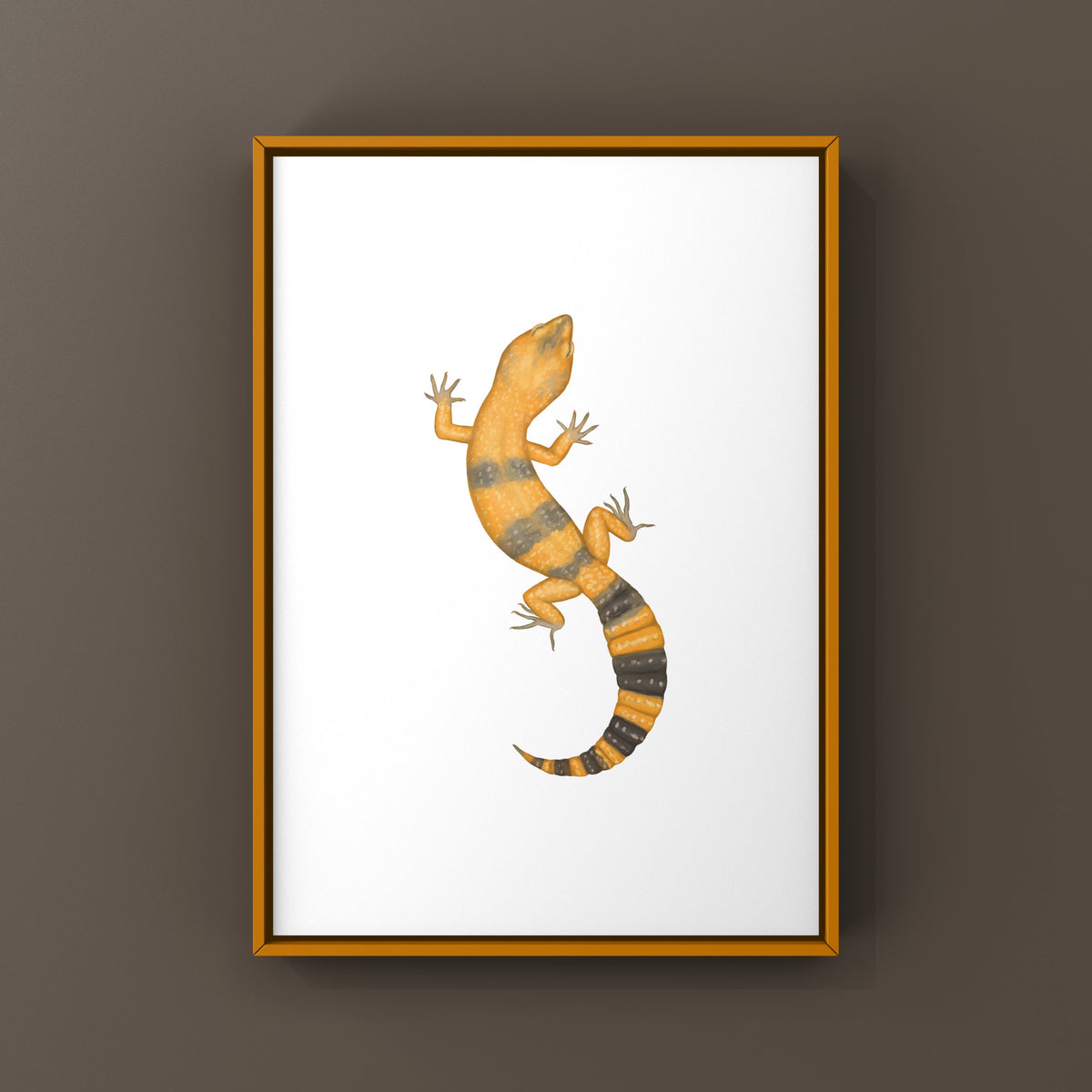 Melanistic Tangerine Tremper Leopard Gecko Art Print (Eublepharis macularius)