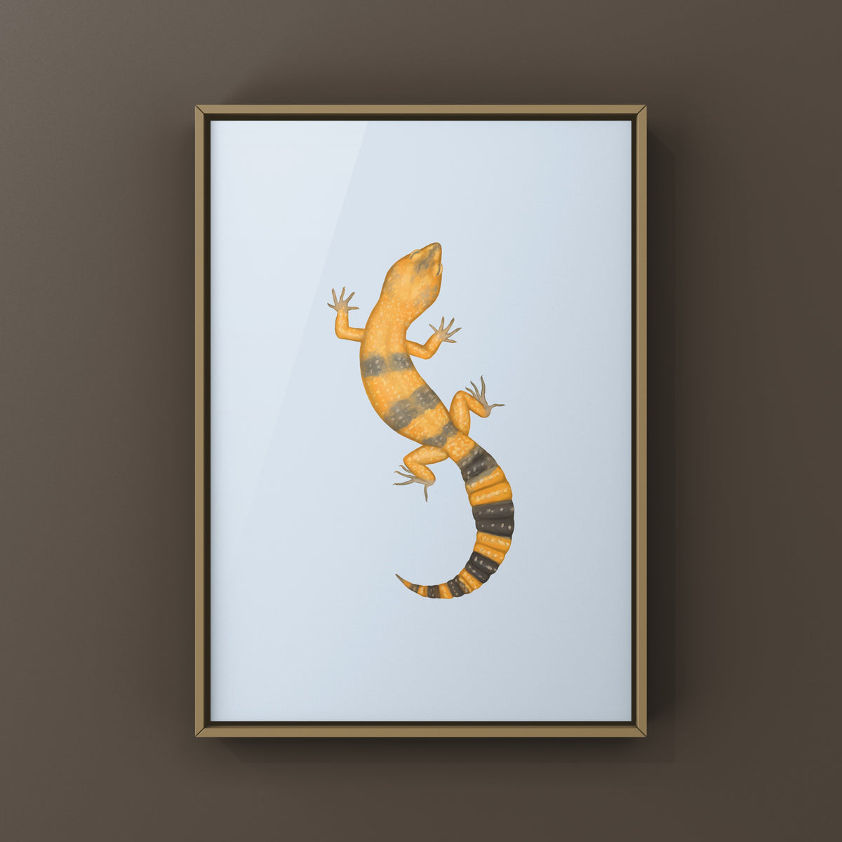 Melanistic Tangerine Tremper Leopard Gecko Art Print (Eublepharis macularius)