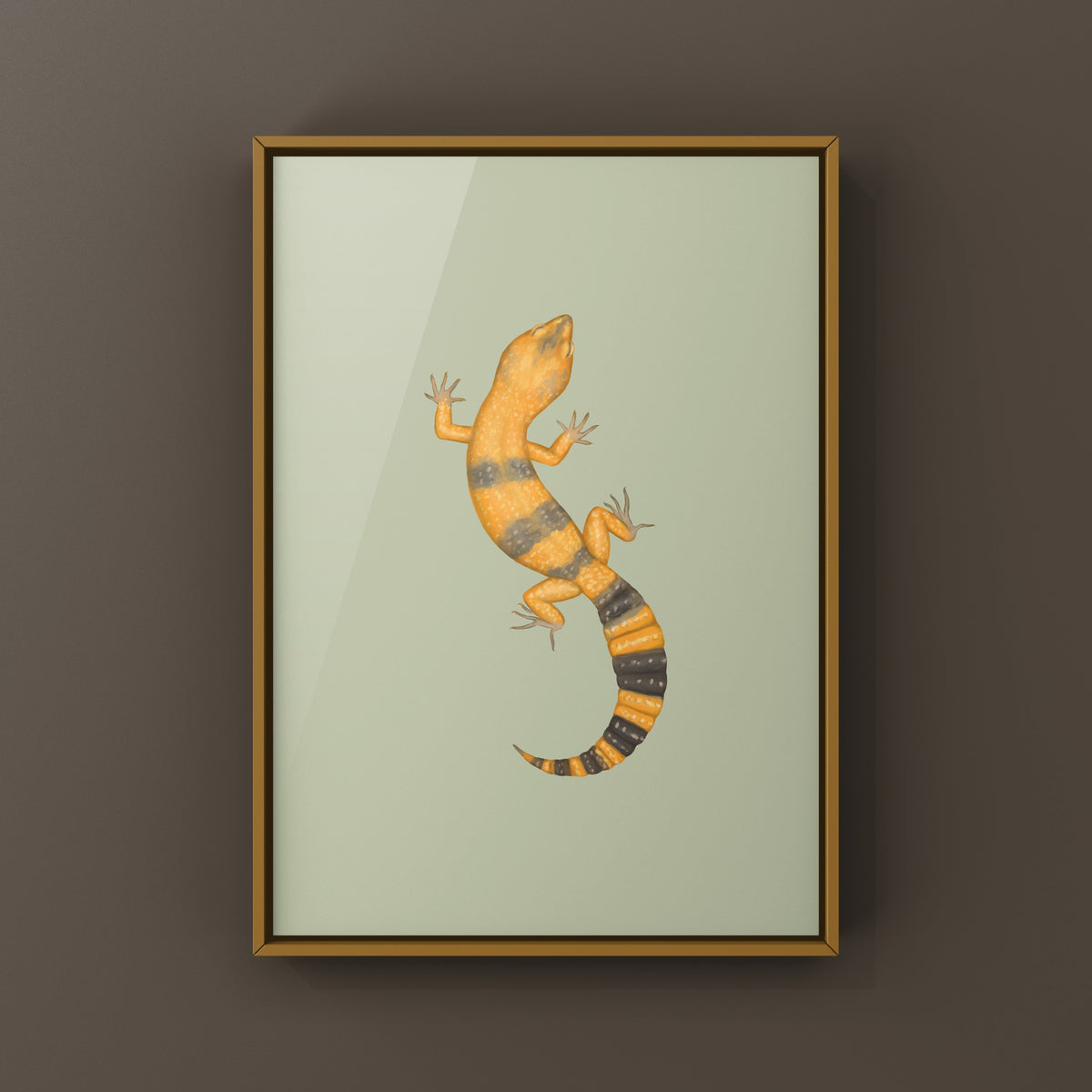 Melanistic Tangerine Tremper Leopard Gecko Art Print (Eublepharis macularius)