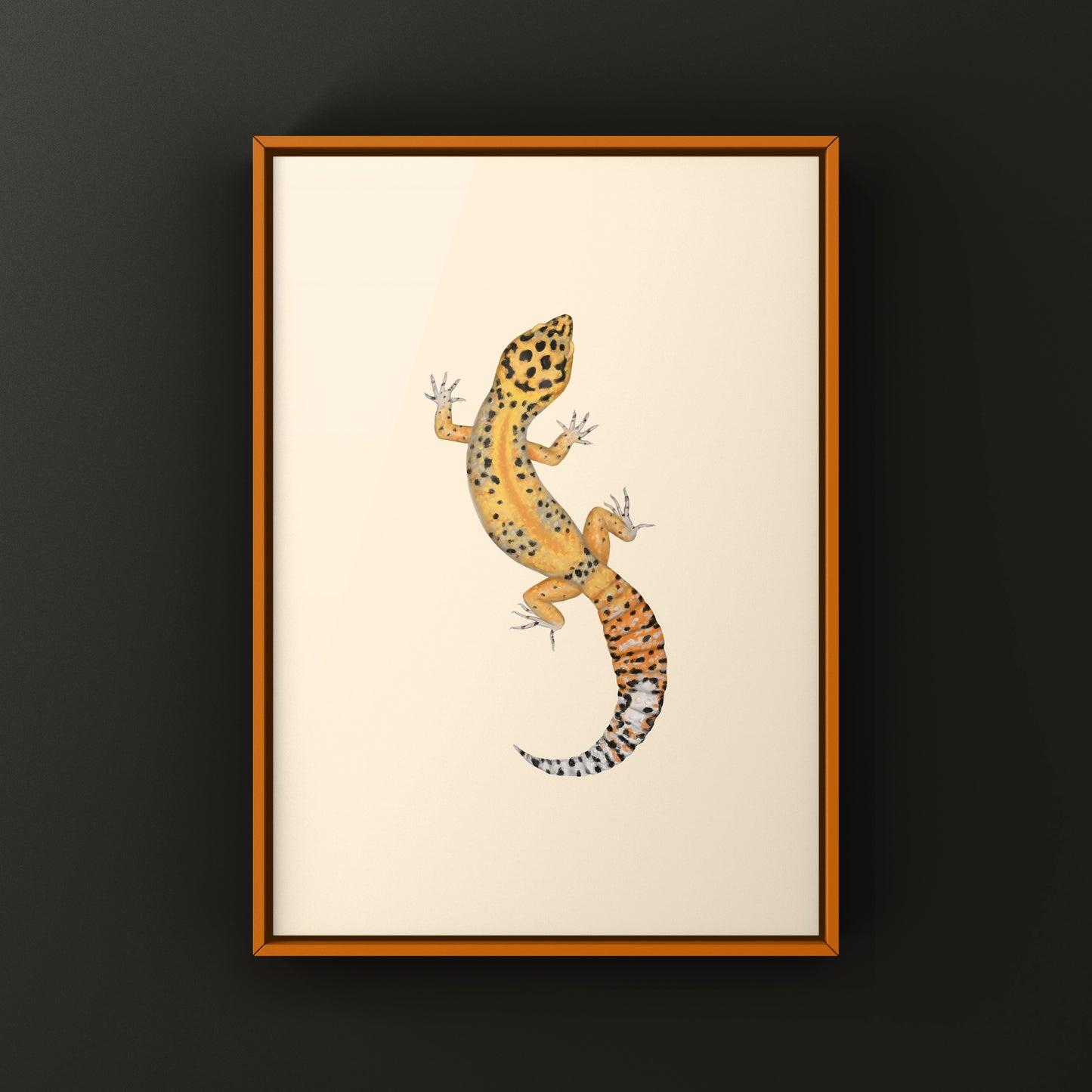 Firebold Leopard Gecko art print by The Silk Ranch featuring detailed, vibrant leopard gecko illustration on high-quality paper.