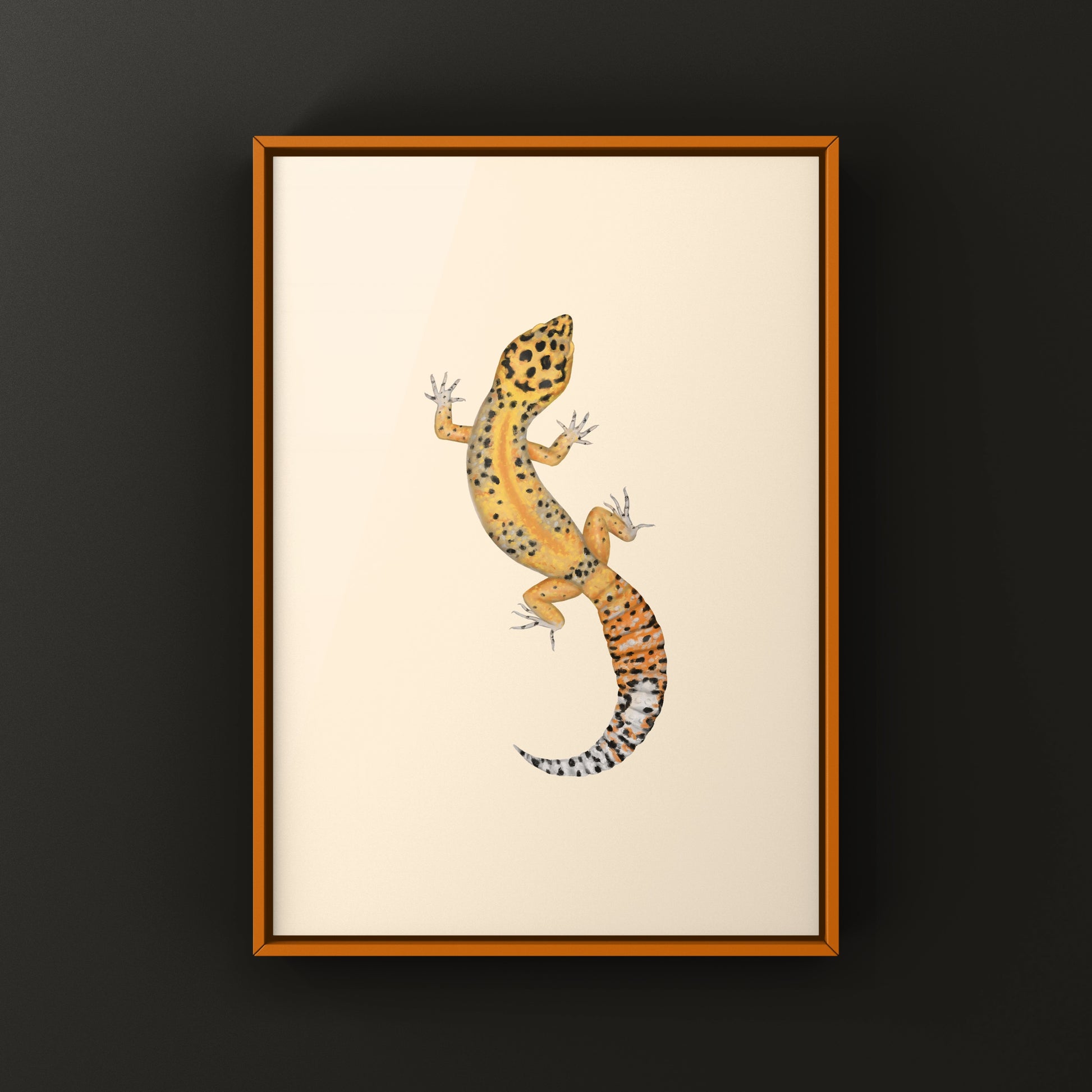 Firebold Leopard Gecko art print by The Silk Ranch featuring detailed, vibrant leopard gecko illustration on high-quality paper.