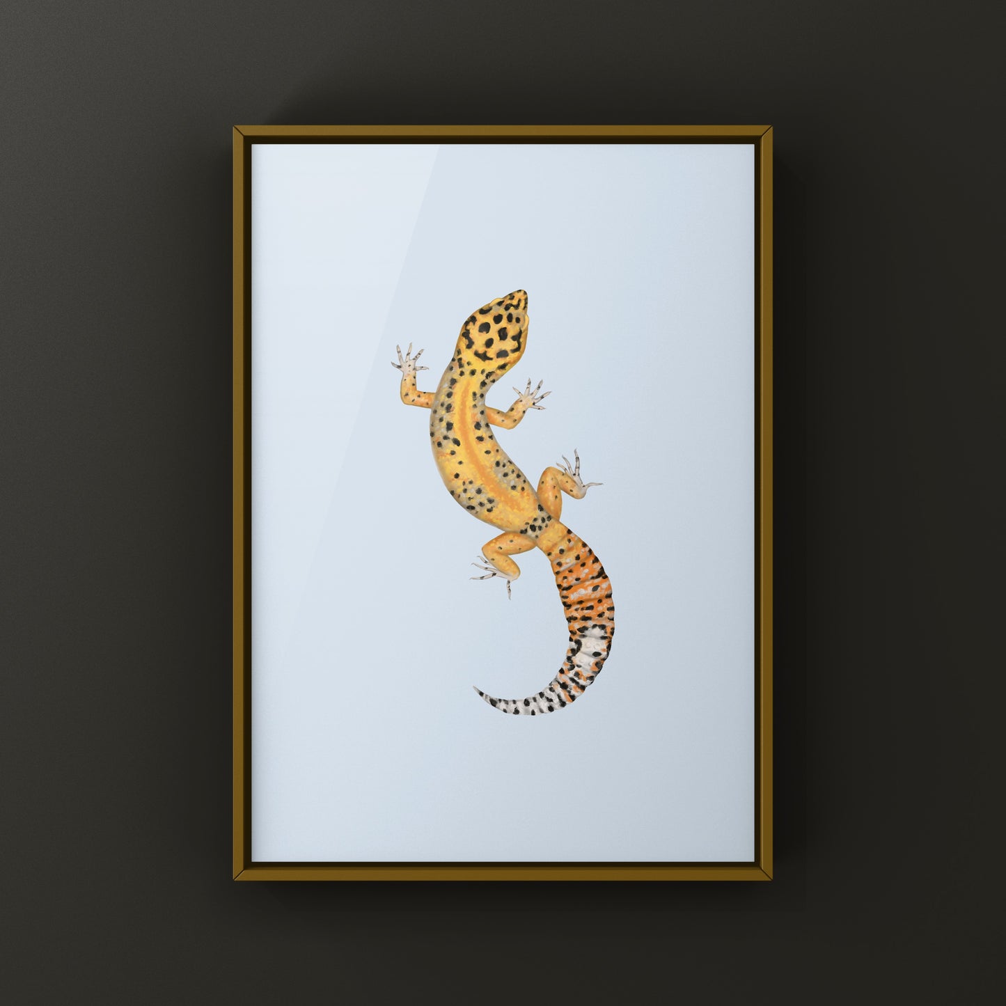Leopard gecko art print by The Silk Ranch featuring vibrant, detailed leopard gecko illustration on high-quality paper.