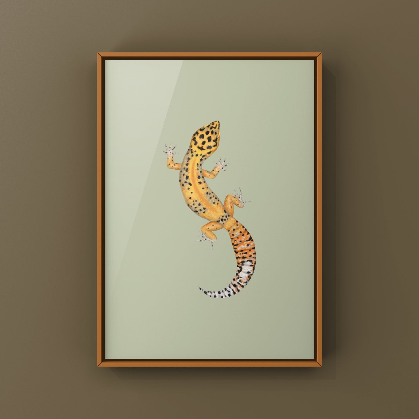 Firebold Leopard Gecko art print by The Silk Ranch, featuring vibrant leopard gecko illustration on high-quality paper.