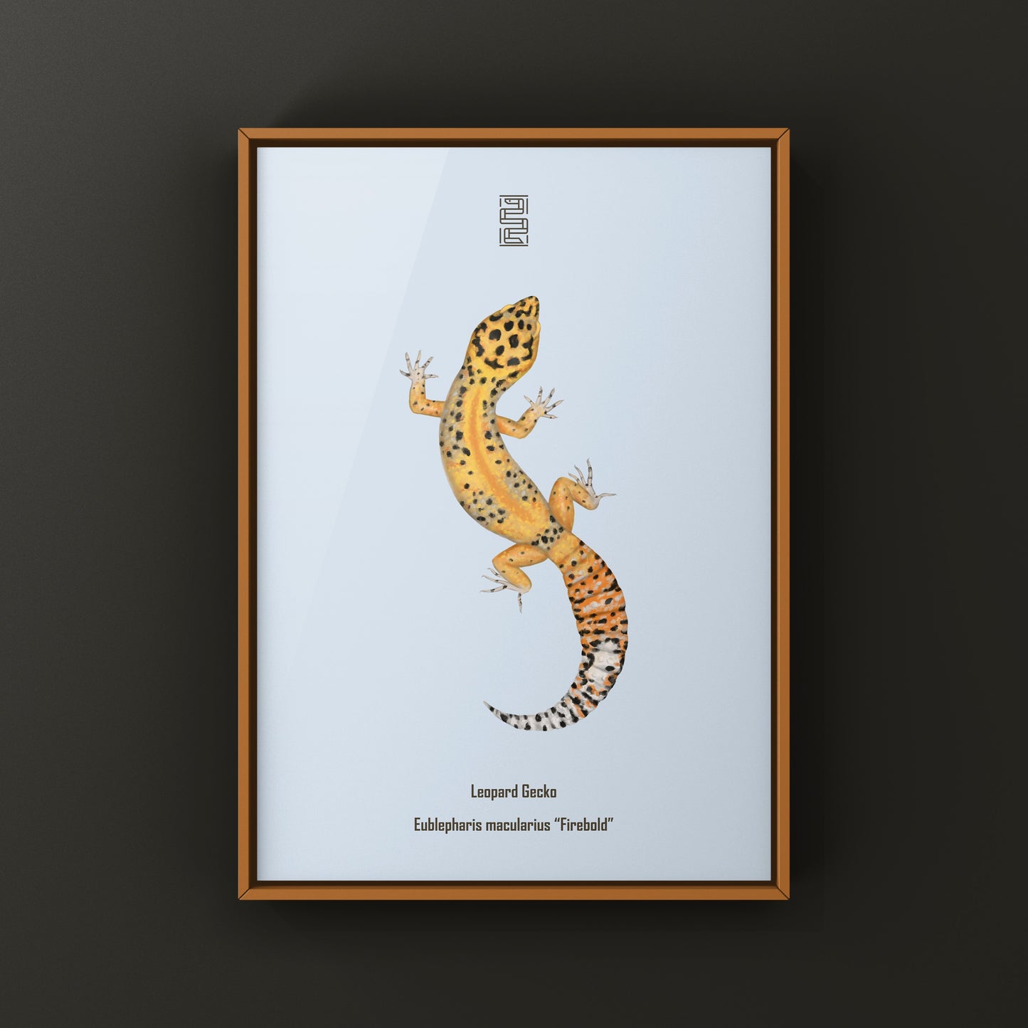 Firebold Leopard Gecko art print by The Silk Ranch featuring vibrant leopard gecko illustrations on high-quality paper.