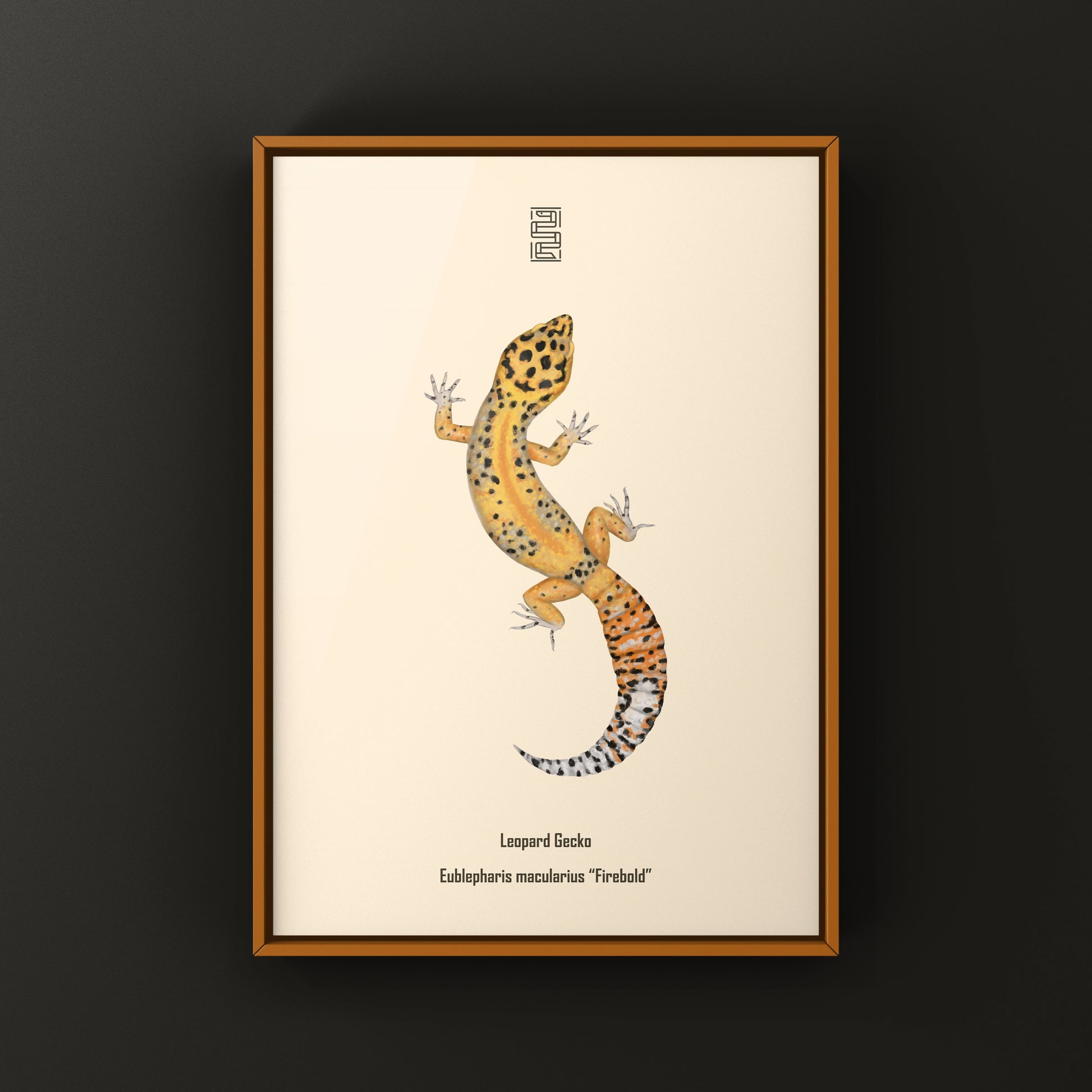 Firebold Leopard Gecko art print by The Silk Ranch, featuring vibrant leopard gecko illustrations on high-quality paper.
