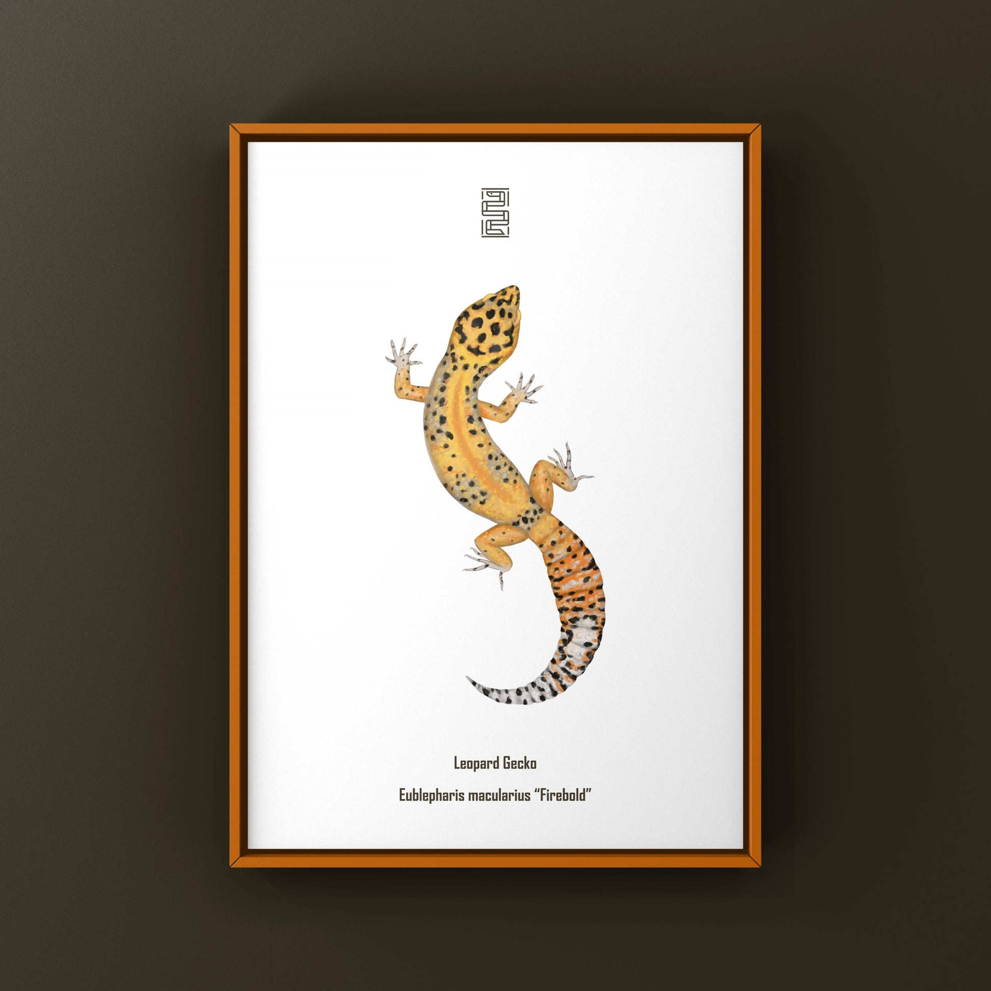 Firebold leopard gecko art print by The Silk Ranch, featuring detailed, vibrant reptile artwork on high-quality paper.
