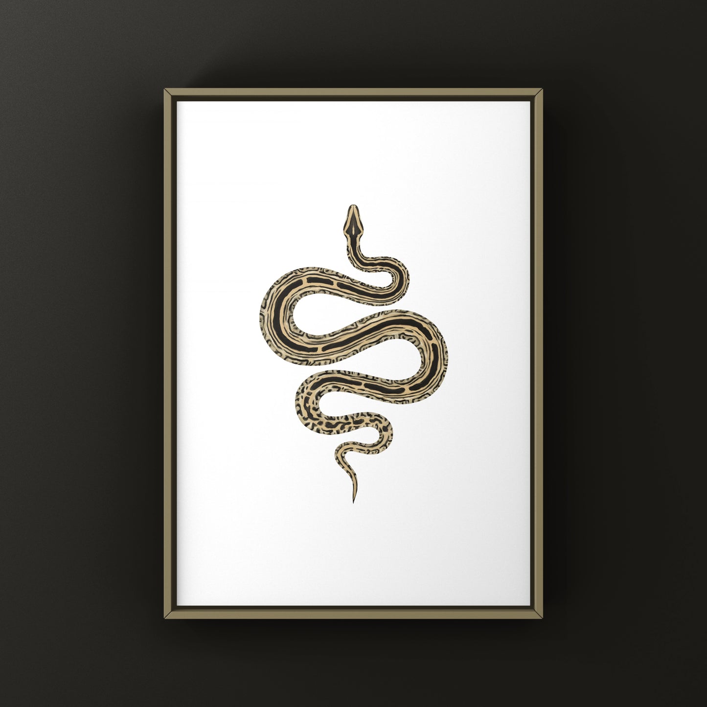 Burmese Python art print featuring a detailed illustration of a Python bivittatus, displayed on a white background.