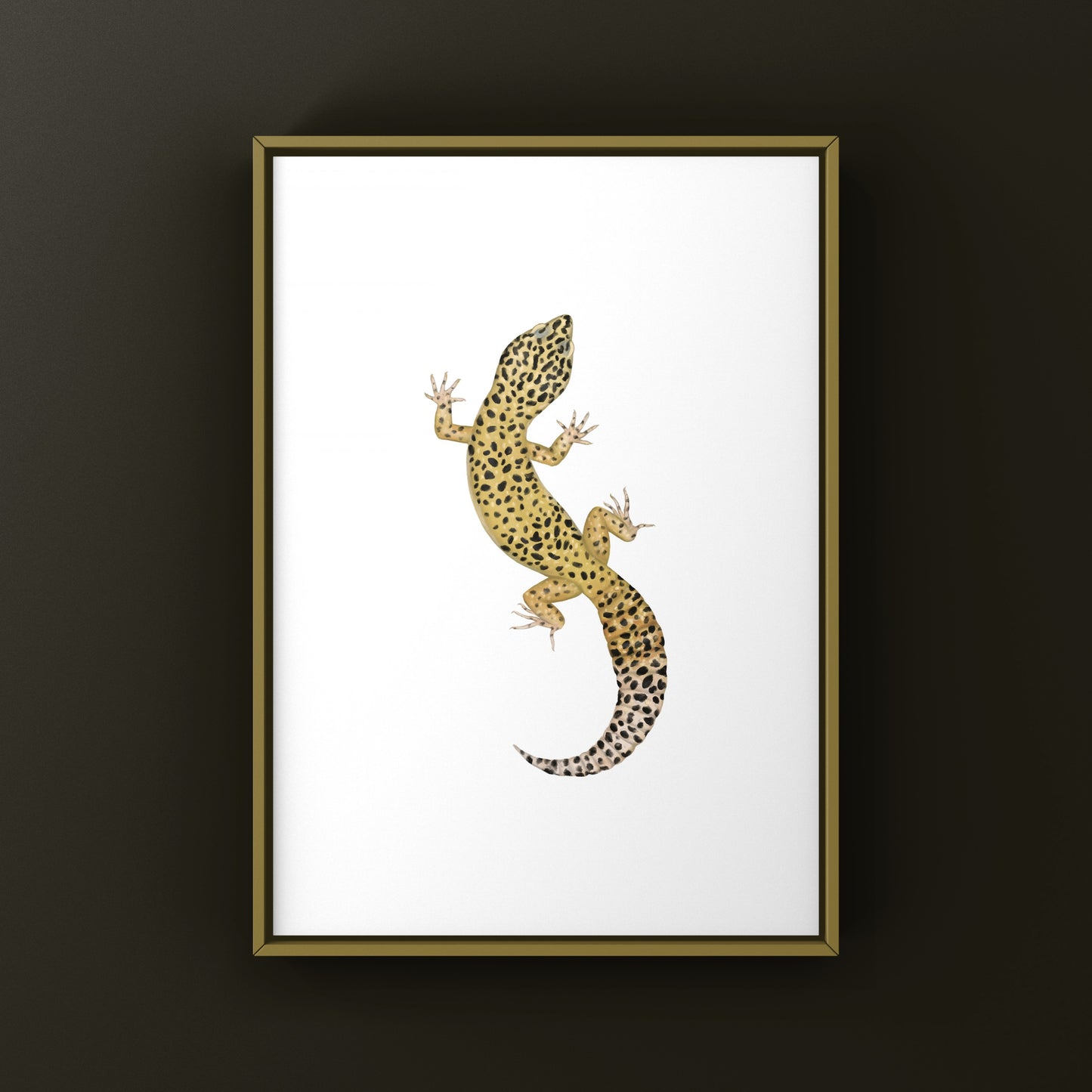 Leopard Gecko art print by The Silk Ranch featuring detailed illustrations of Eublepharis macularius on textured paper.
