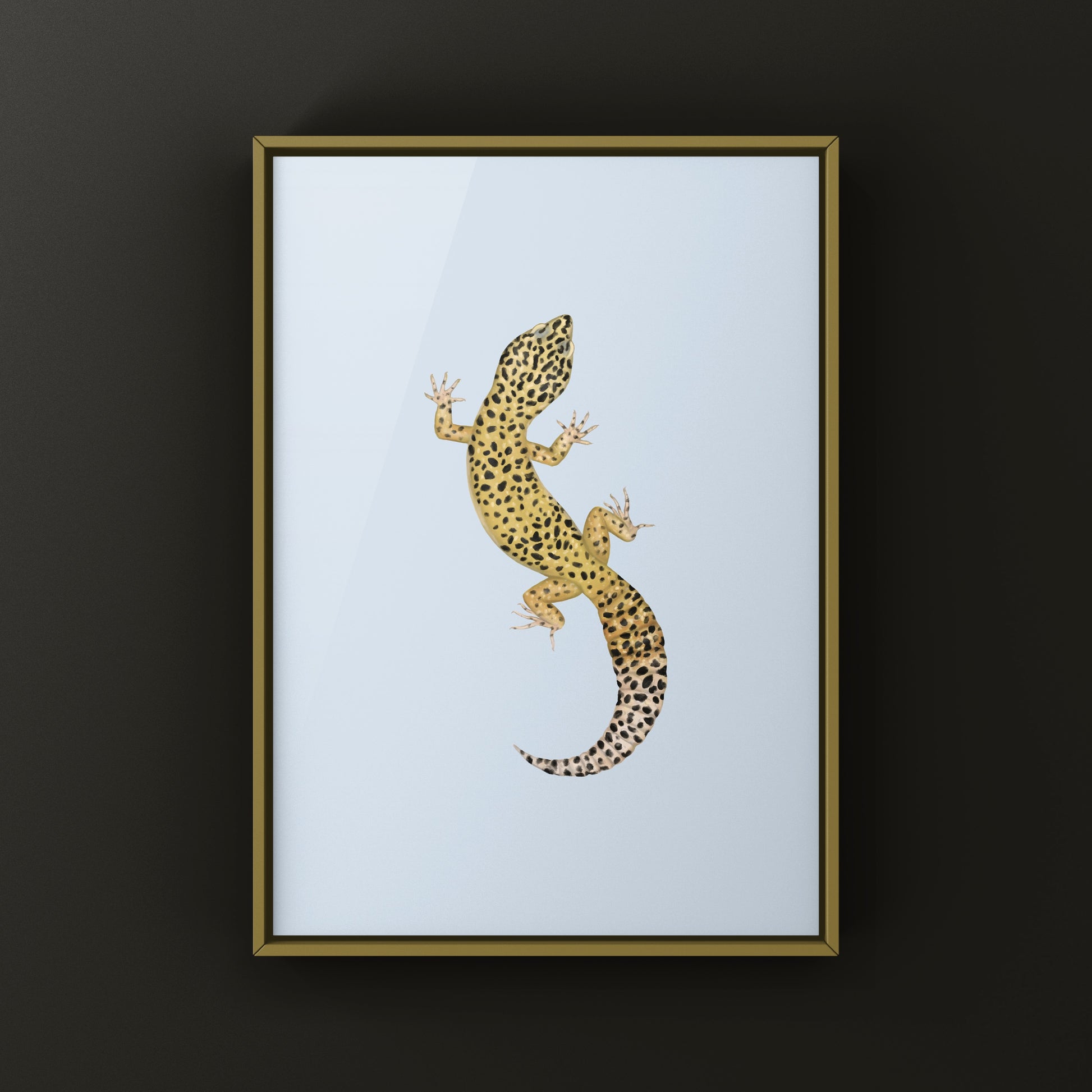 Leopard Gecko art print by The Silk Ranch featuring detailed illustrations of Eublepharis macularius on textured paper.