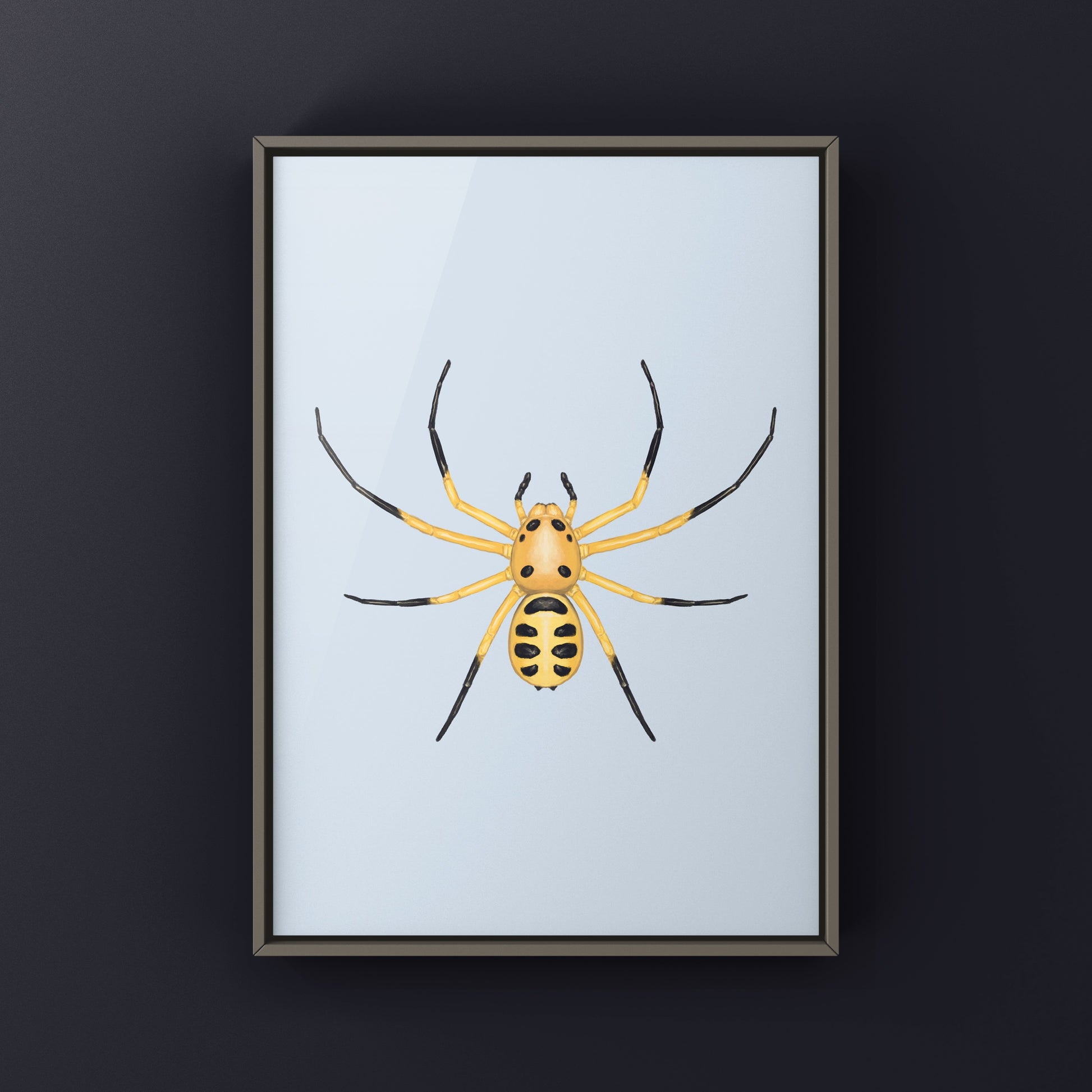 Colorful Pikachu Crab Spider art print by The Silk Ranch featuring detailed illustration of Platythomisus octomaculatus.