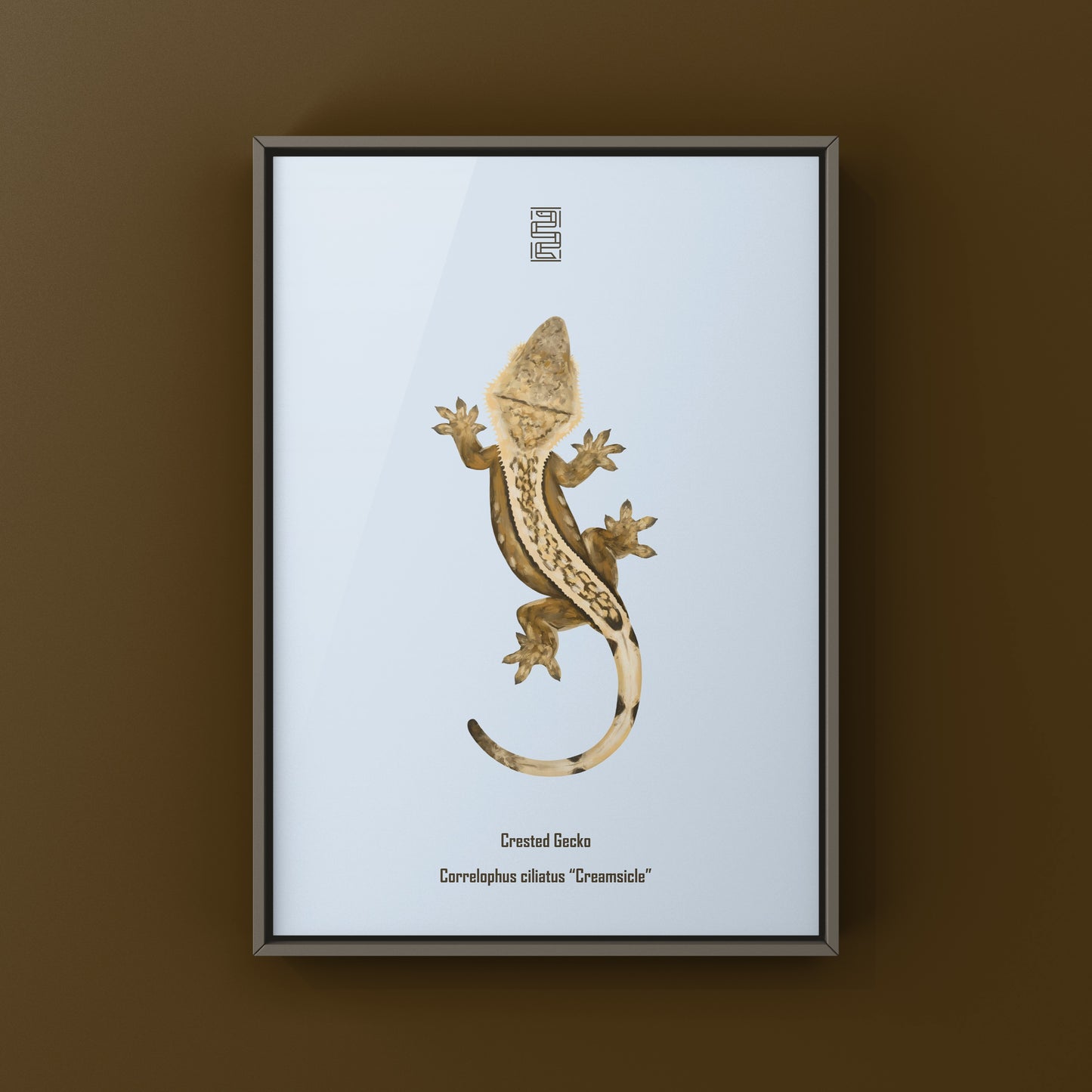 Creamsicle crested gecko art print by The Silk Ranch featuring a vibrant, detailed illustration of a crested gecko on high-quality paper.