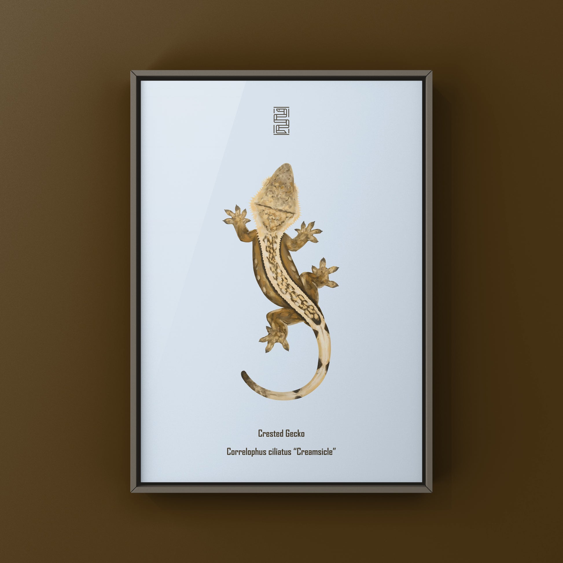 Creamsicle crested gecko art print by The Silk Ranch featuring a vibrant, detailed illustration of a crested gecko on high-quality paper.