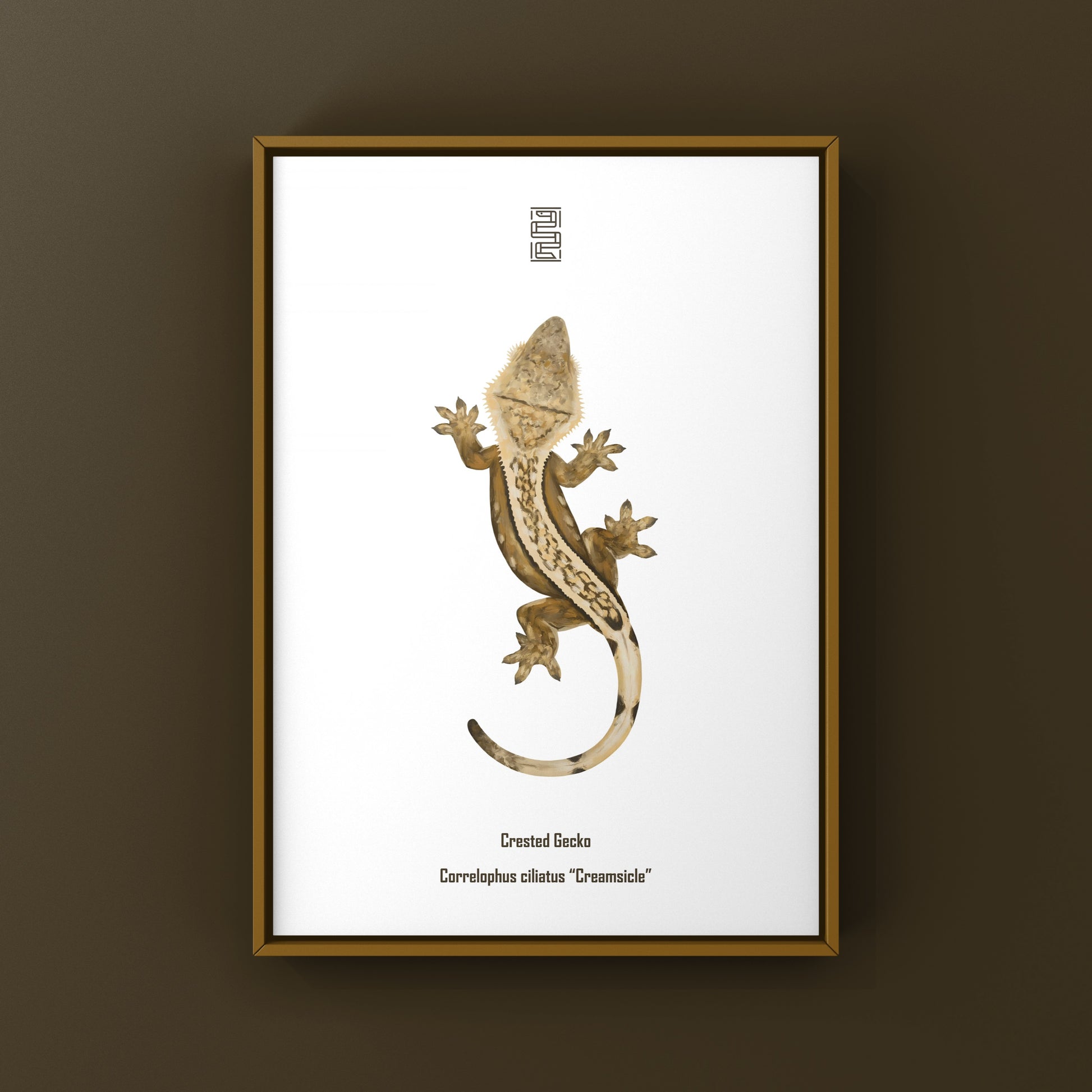 Creamsicle Crested Gecko art print by The Silk Ranch, featuring vibrant colors and detailed illustrations of the reptile.