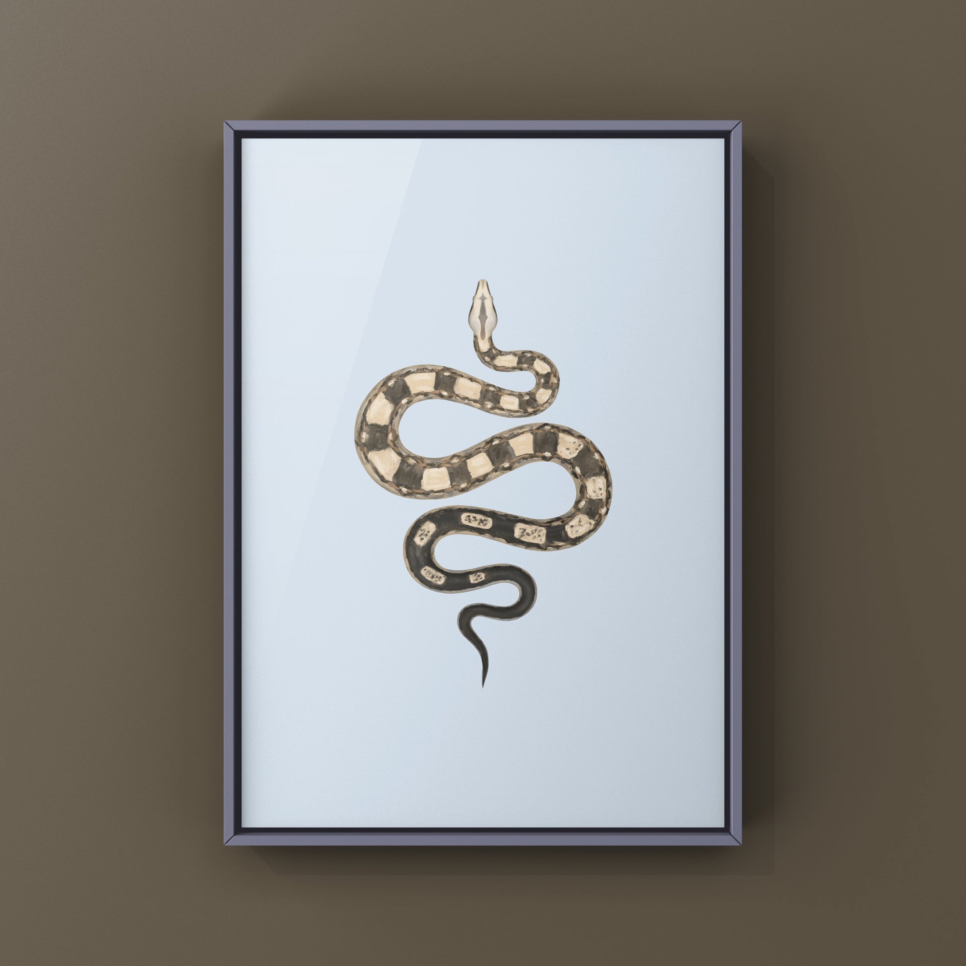 Colorful art print of a Motley Colombian Red Tail Boa (Boa imperator) by The Silk Ranch, showcasing vibrant snake details.