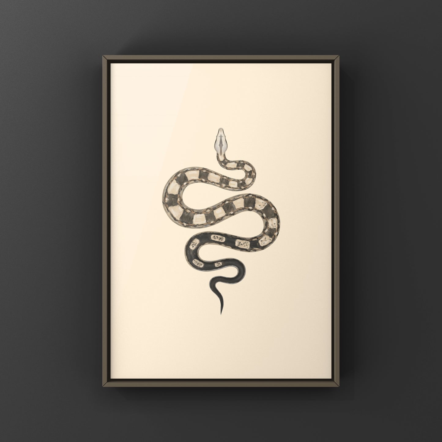 Colorful Motley Colombian Red Tail Boa art print by The Silk Ranch, showcasing vibrant snake patterns on high-quality paper.