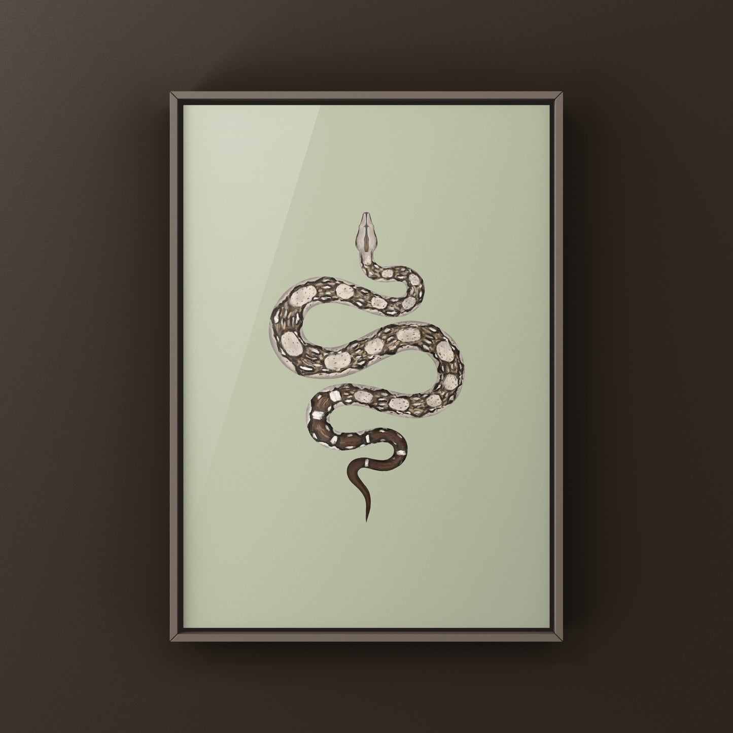 Colorful Aztec Colombian Red Tail Boa art print showcasing intricate snake design, created by The Silk Ranch.
