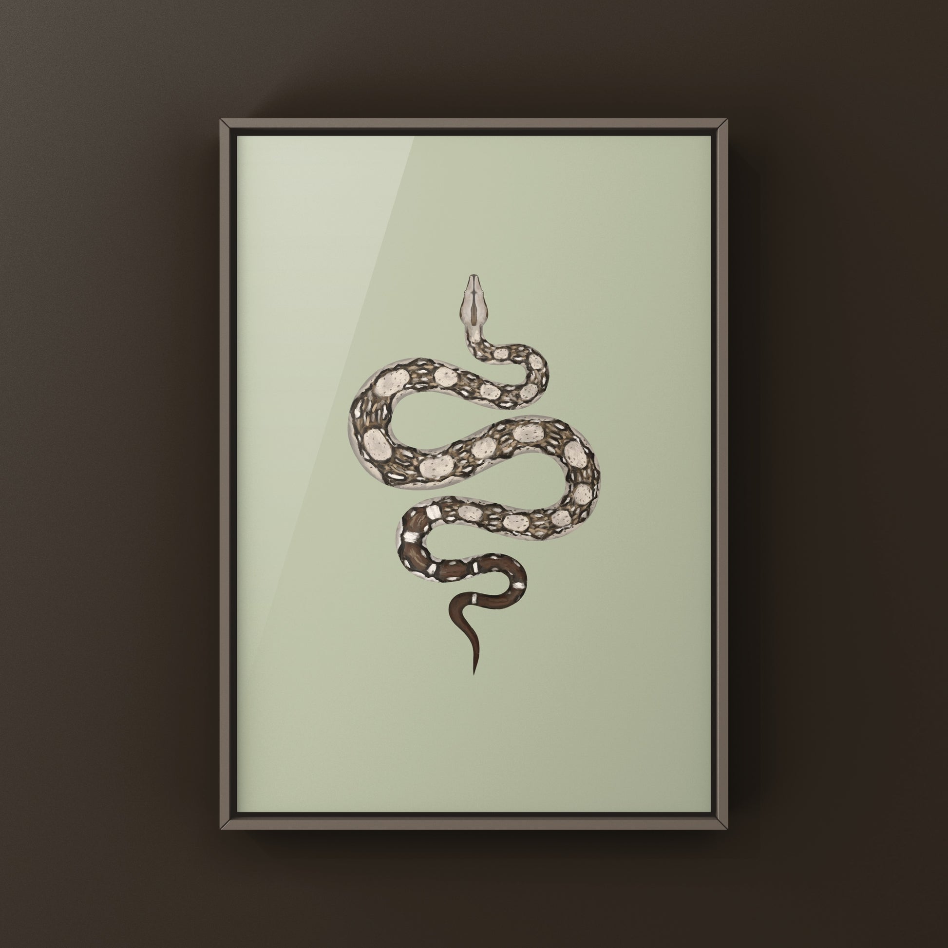 Colorful Aztec Colombian Red Tail Boa art print showcasing intricate snake design, created by The Silk Ranch.
