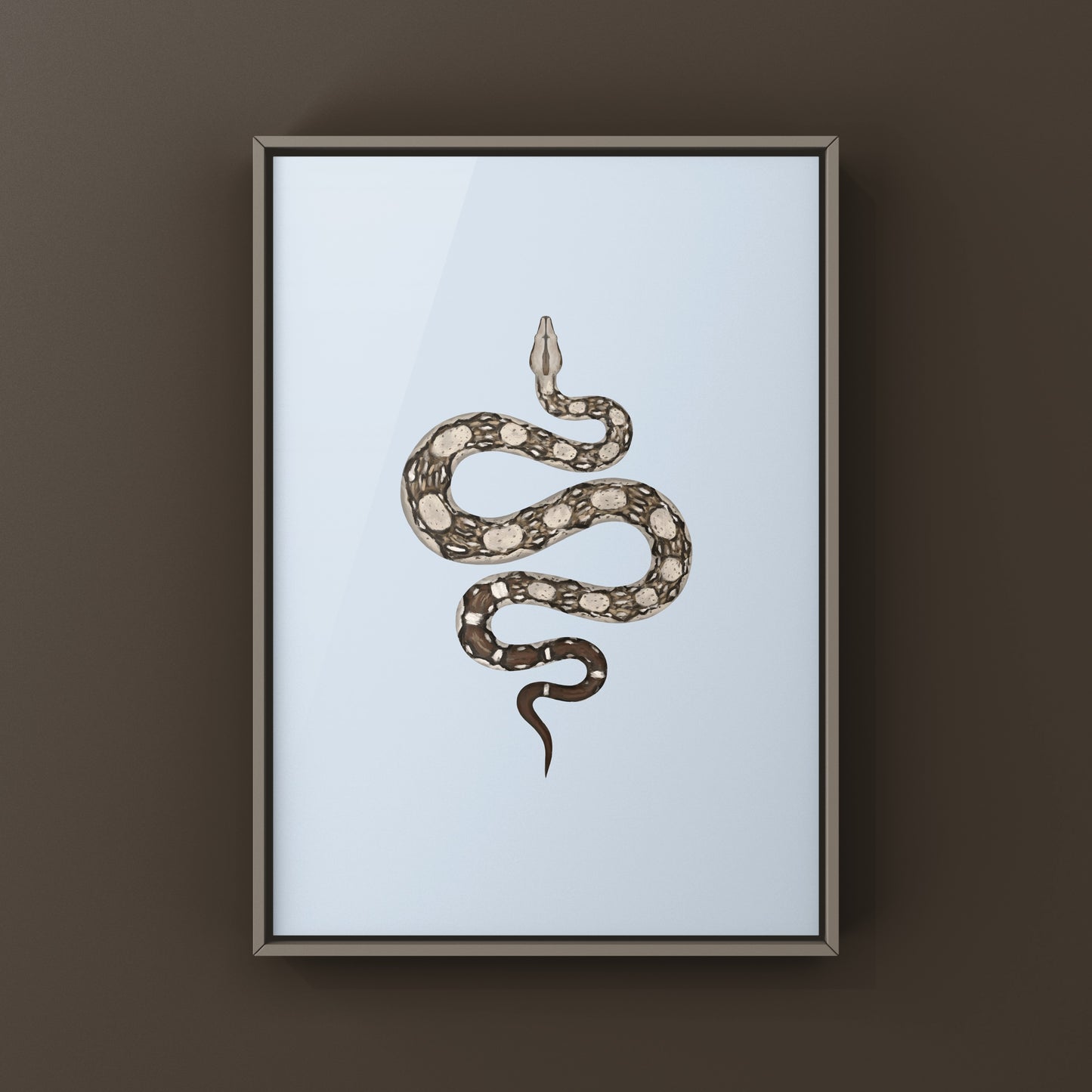 Colorful Aztec Colombian Red Tail Boa (Boa imperator) art print featuring intricate snake design on textured paper.