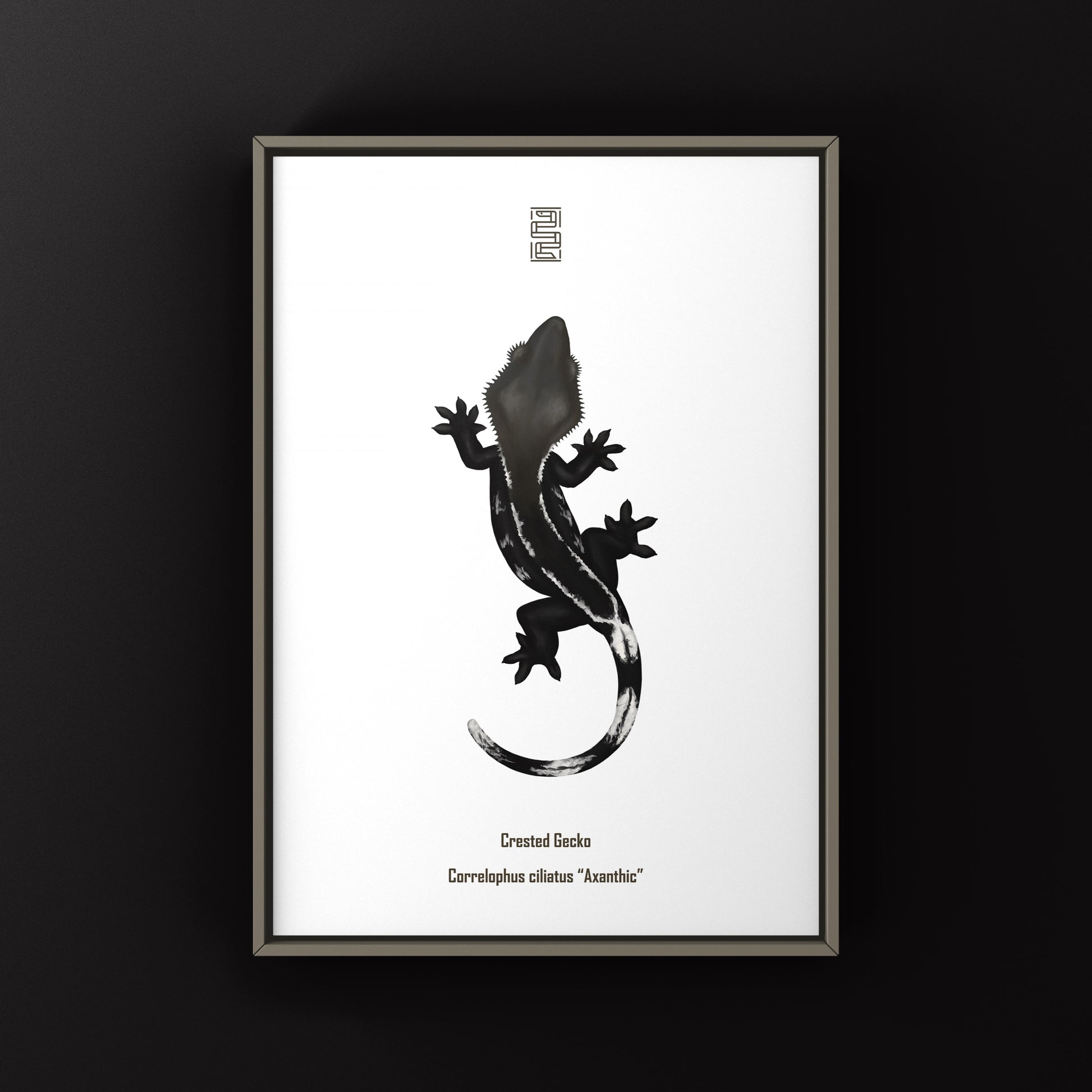 Axanthic Crested Gecko art print by The Silk Ranch featuring detailed, vibrant reptile illustrations on high-quality paper.