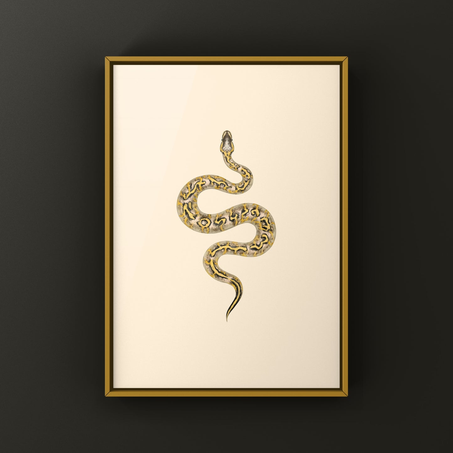 Colorful pastel gravel ball python art print featuring a Python regius, showcasing vibrant patterns and realistic details.