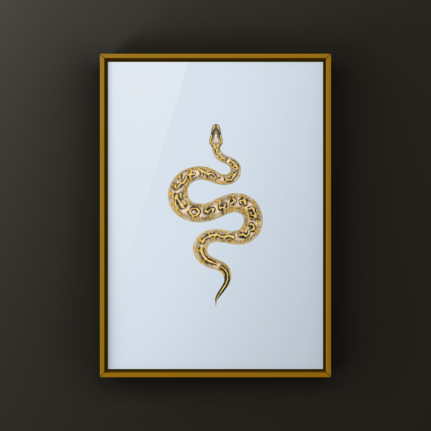 Pastel Freeway Gravel Ball Python art print by The Silk Ranch featuring detailed illustrations of the snake's pattern and colors.
