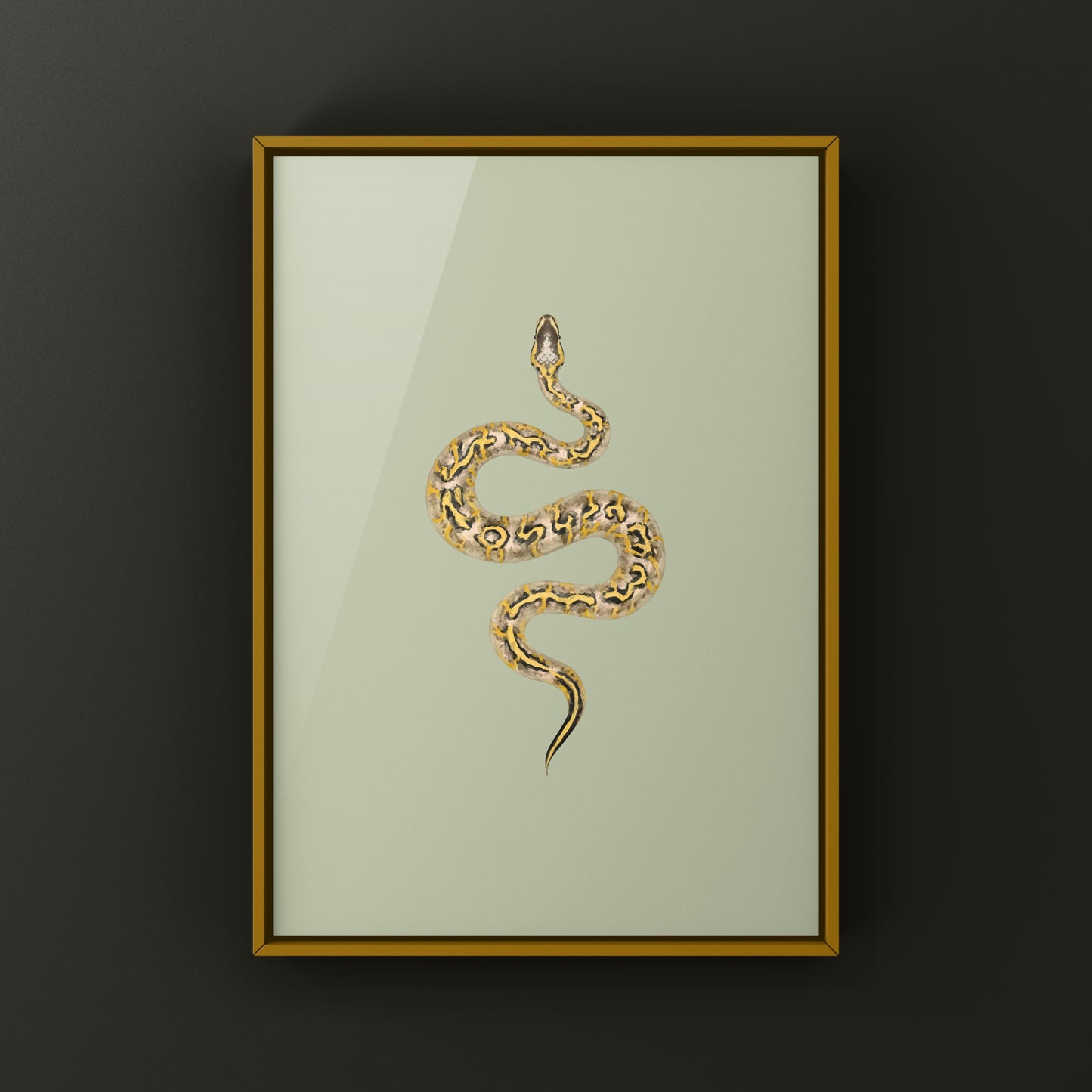 Pastel Freeway Gravel Ball Python art print by The Silk Ranch showing detailed snake illustration on a white background.