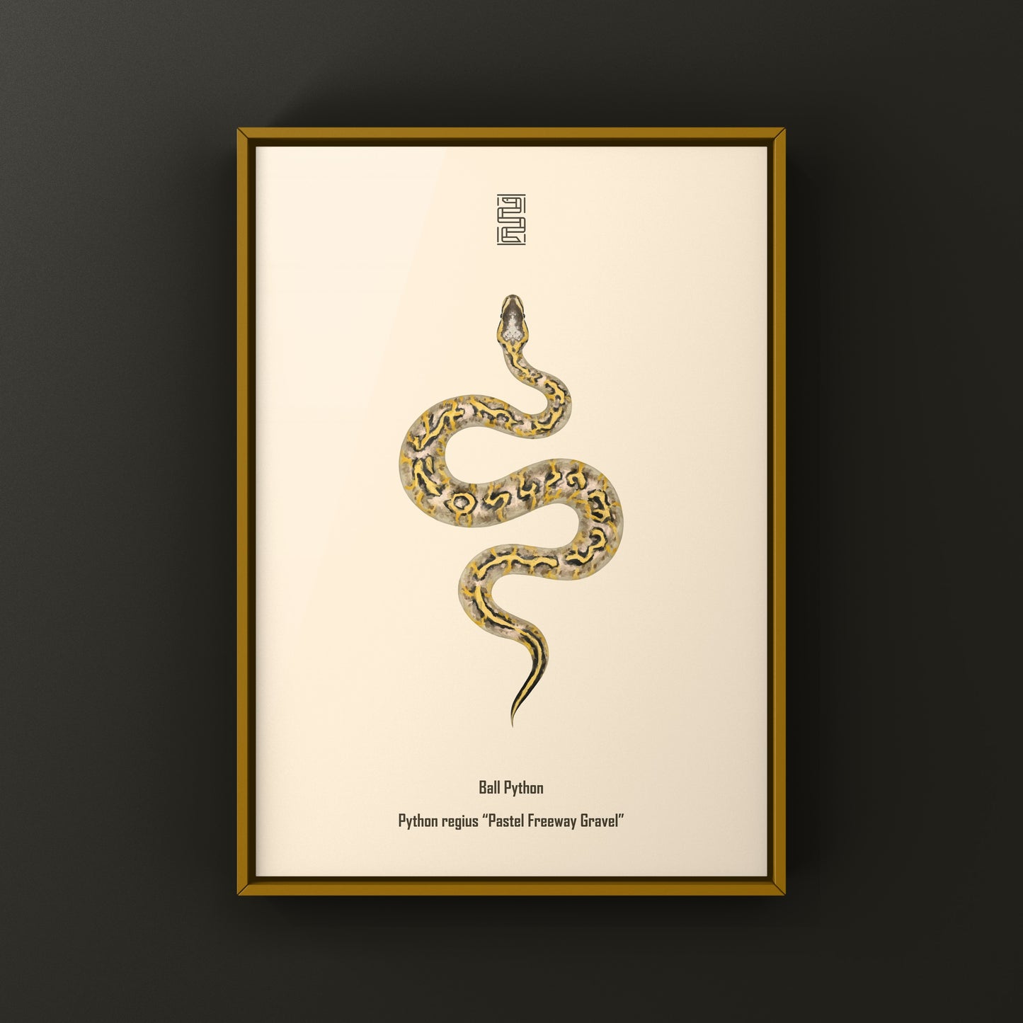 Pastel Freeway Gravel Ball Python art print by The Silk Ranch showcasing vibrant snake design on textured paper.
