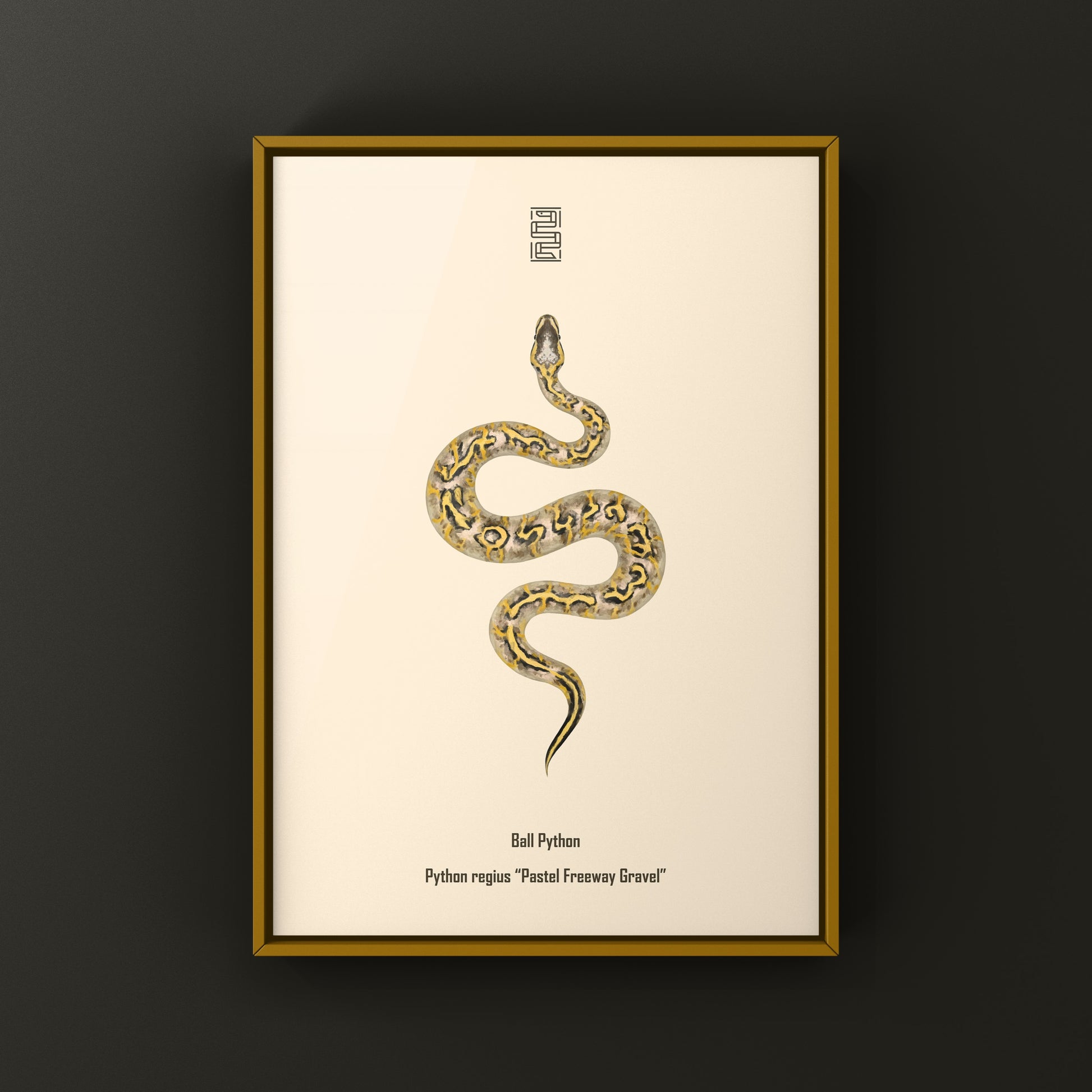 Pastel Freeway Gravel Ball Python art print by The Silk Ranch showcasing vibrant snake design on textured paper.