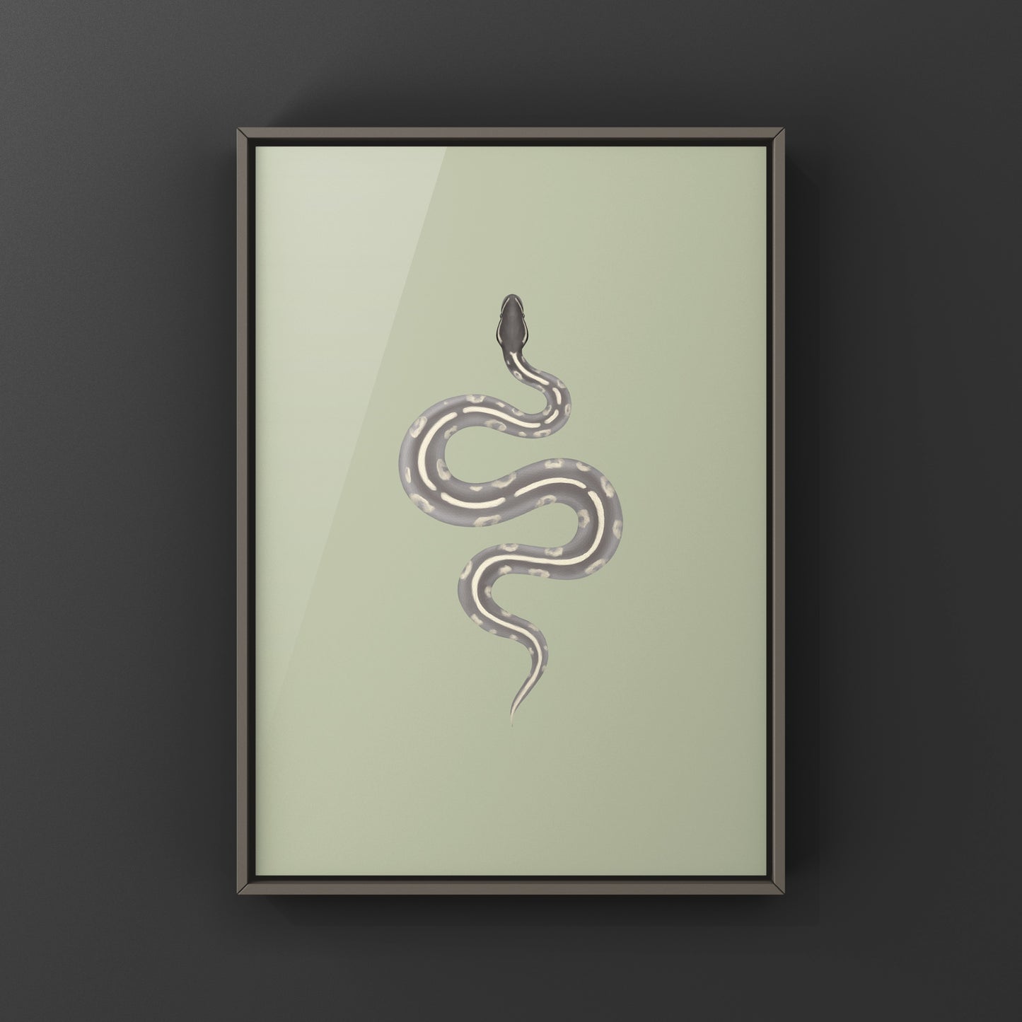 Mystic Potion Ball Python art print by The Silk Ranch showing vibrant snake artwork on textured paper