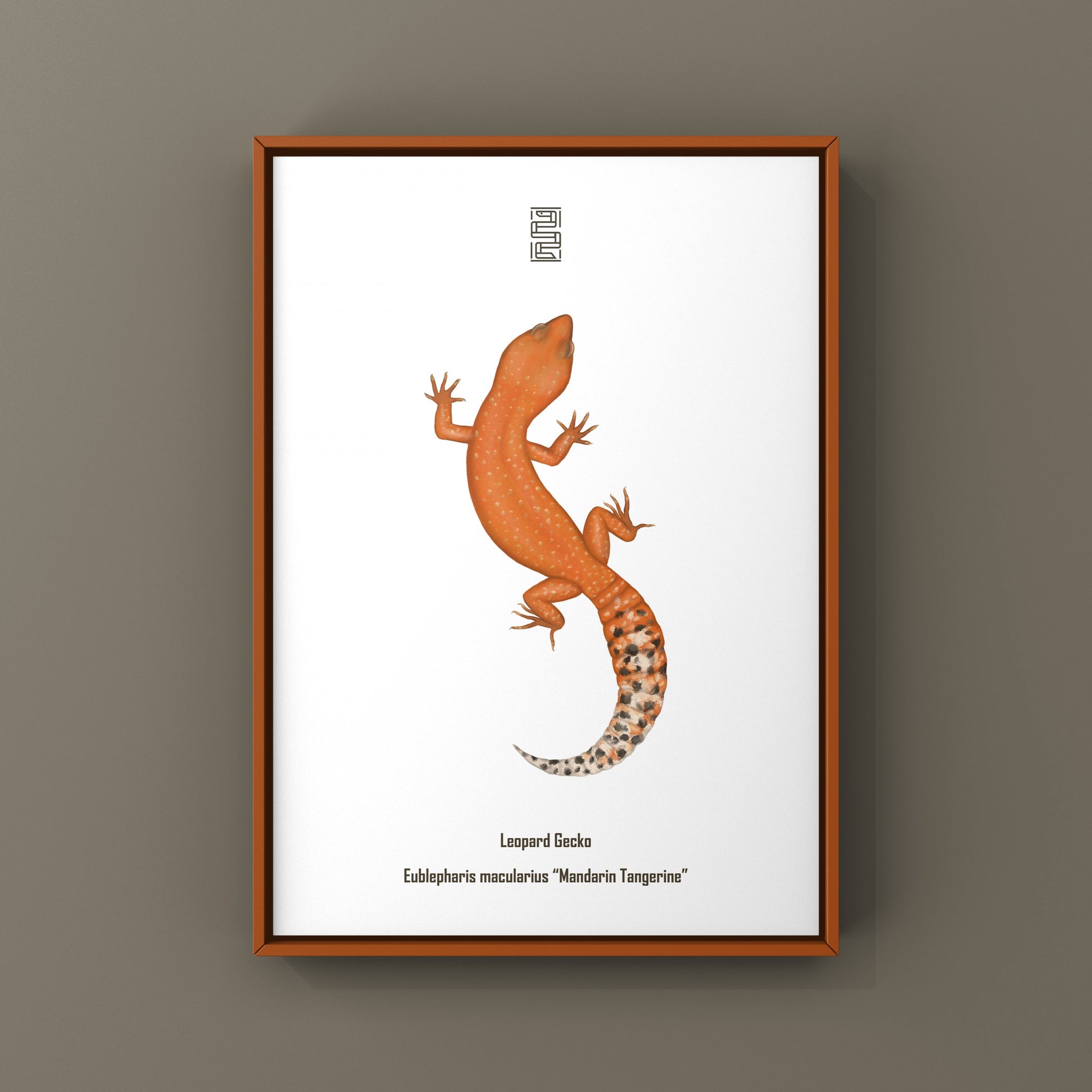 Mandarin tangerine leopard gecko art print by The Silk Ranch showcasing vibrant colors and detailed animal illustration.