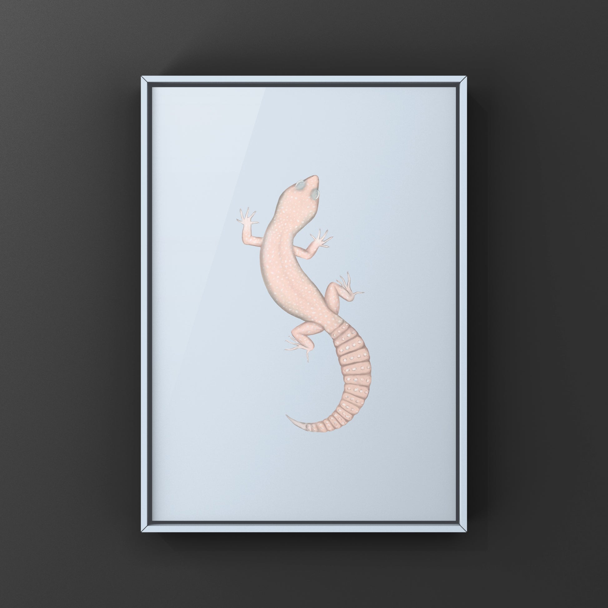 Diablo Blanco Leopard Gecko art print by The Silk Ranch featuring detailed leopard gecko illustration on high-quality paper.