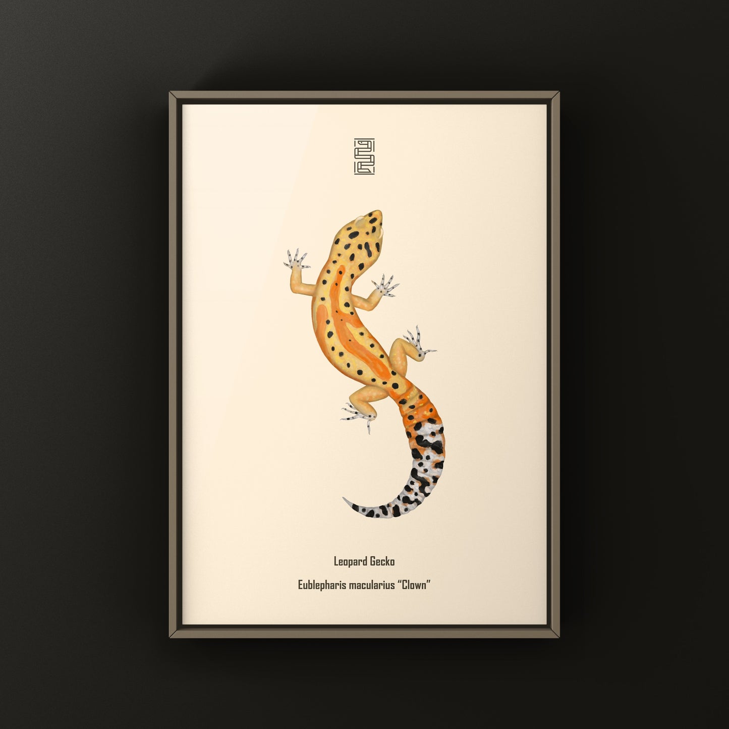 Clown Leopard Gecko art print by The Silk Ranch featuring detailed leopard gecko illustration on textured paper.