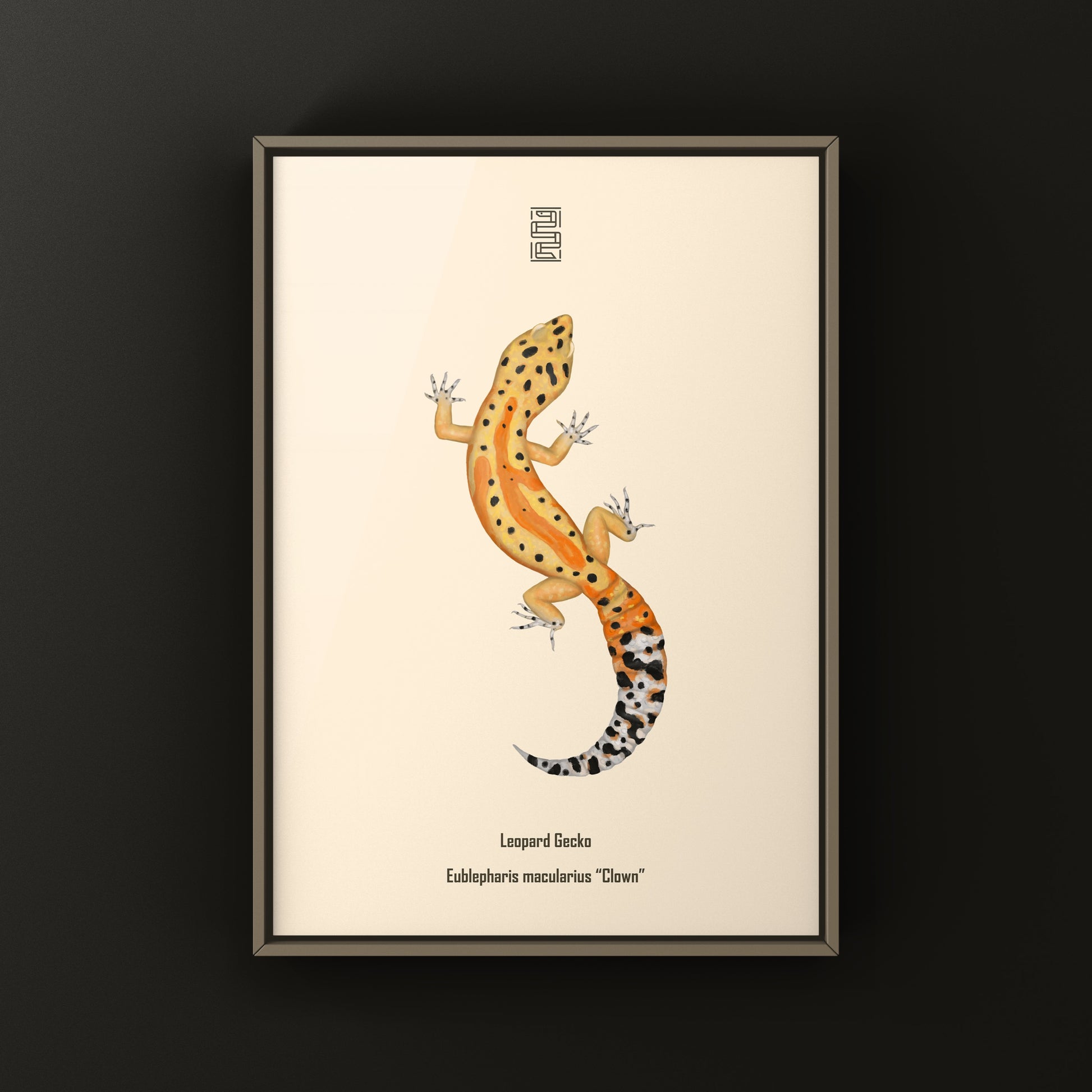 Clown Leopard Gecko art print by The Silk Ranch featuring detailed leopard gecko illustration on textured paper.