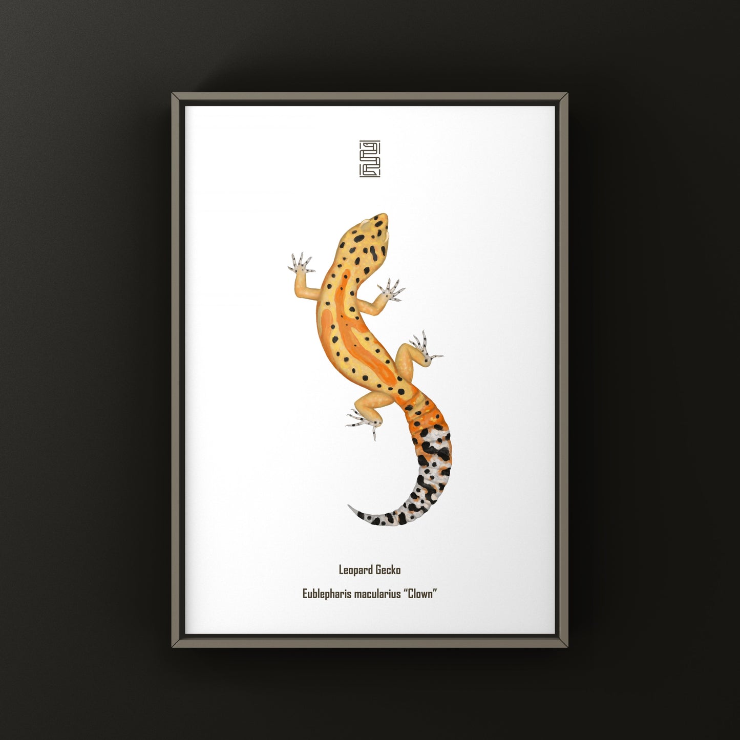 Clown Leopard Gecko art print by The Silk Ranch showcasing a vibrant, detailed illustration of a leopard gecko in colorful art style