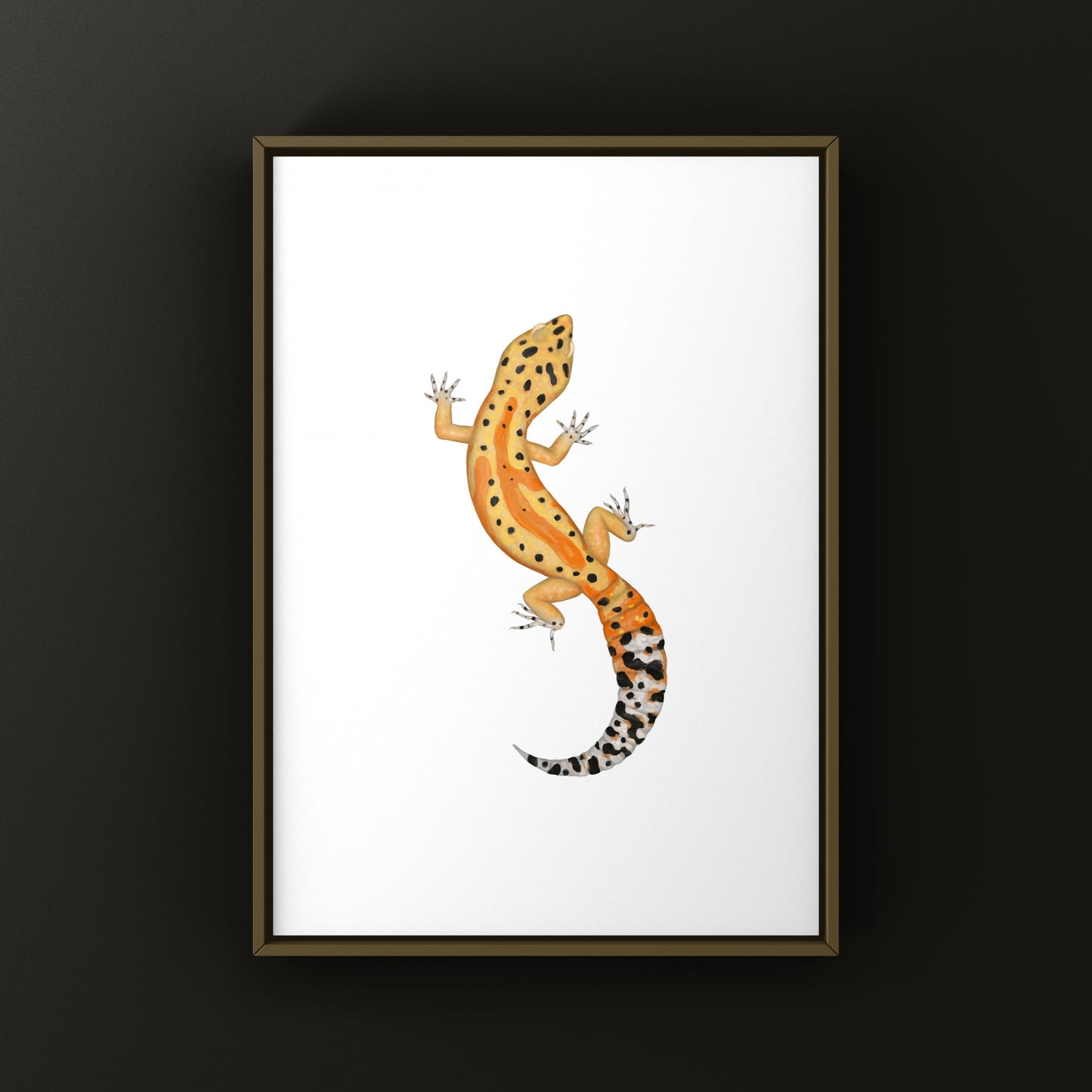 Clown Leopard Gecko art print by The Silk Ranch featuring detailed leopard gecko illustration on high-quality paper.