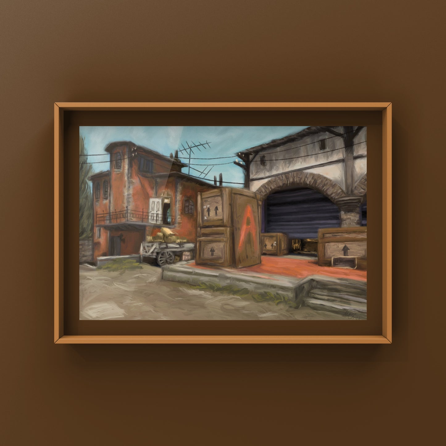 CSGO Inferno Landscape Oil Painting | CSGO Merch | Postcard | CS2 Gaming poster | Art Print | CounterStrike Art | By MingoArt