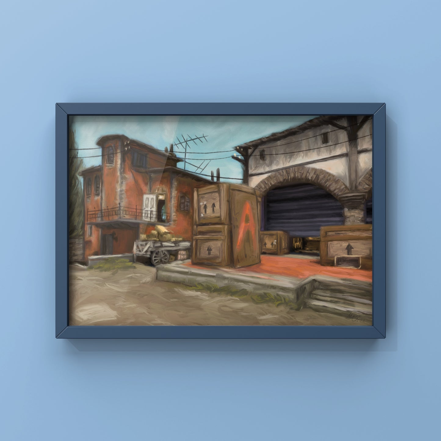 CSGO Inferno Landscape Oil Painting | CSGO Merch | Postcard | CS2 Gaming poster | Art Print | CounterStrike Art | By MingoArt