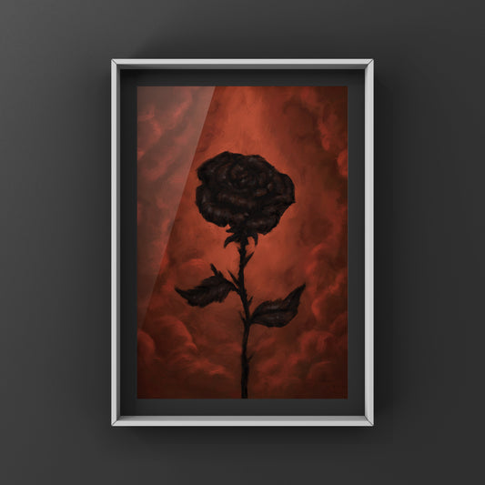 Withering Rose, 2022 | Dark Art Print | Rose Art Poster | Dark Wall Decor | Rose Floral Wall Decor | Oil Painting Print | By MingoArt