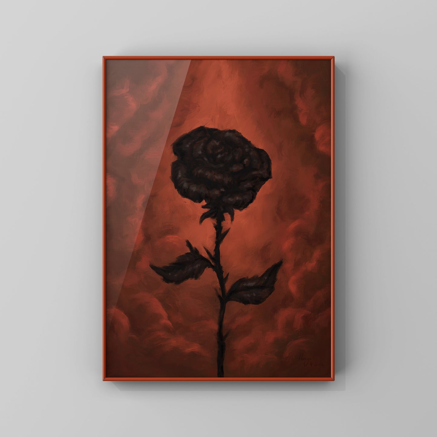 Withering Rose, 2022 | Dark Art Print | Rose Art Poster | Dark Wall Decor | Rose Floral Wall Decor | Oil Painting Print | By MingoArt