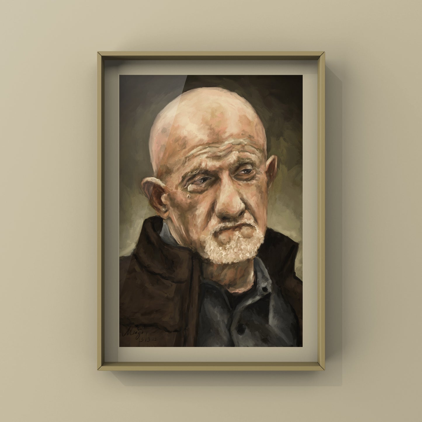 Breaking Bad Mike Ehrmantraut Oil Portrait | Better Call Saul Print | TV Series Poster Print | Wall Decor | Gift for him | By MingoArt