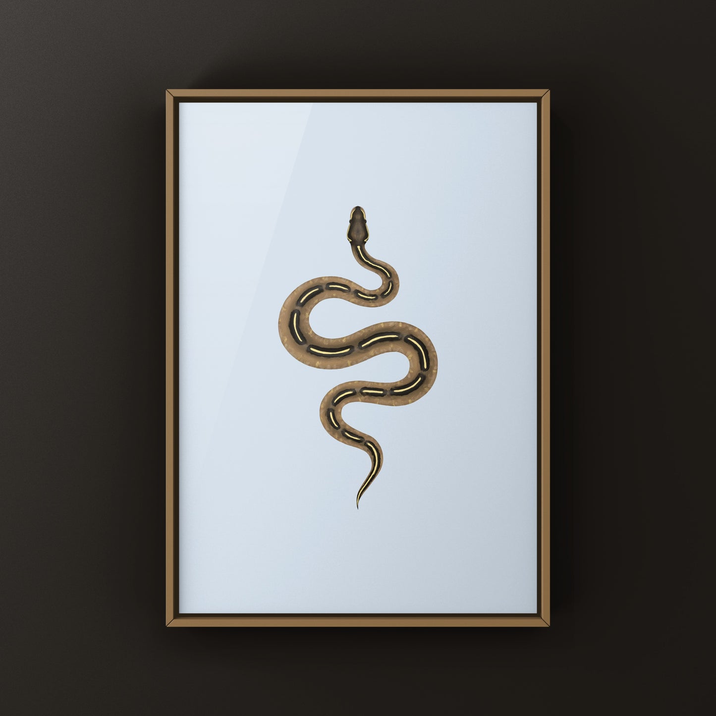 Colorful art print of a Freeway Ball Python (Python regius) by The Silk Ranch, showcasing detailed snake illustration.