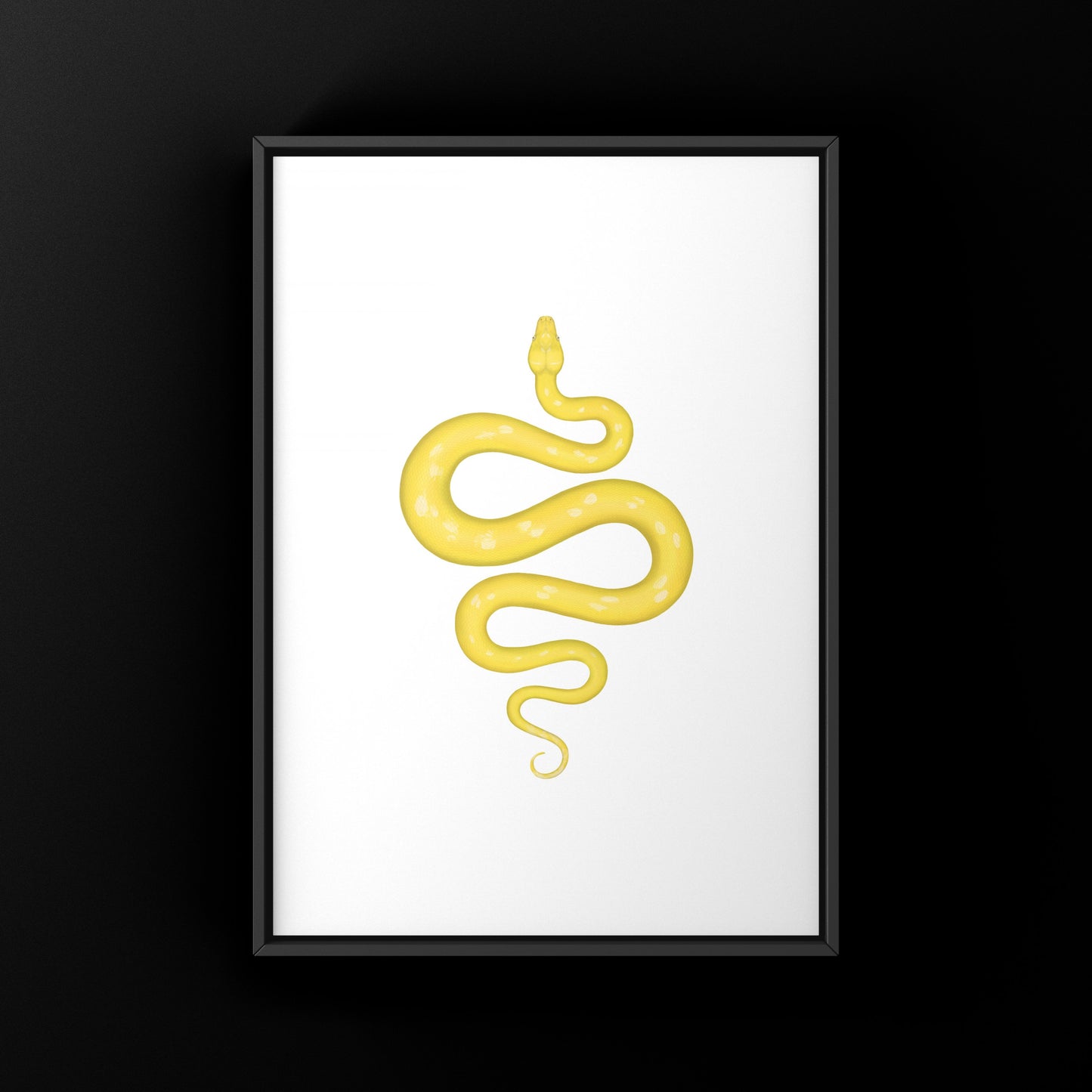 High yellow green tree python art print by The Silk Ranch showing vibrant snake illustration on white background.