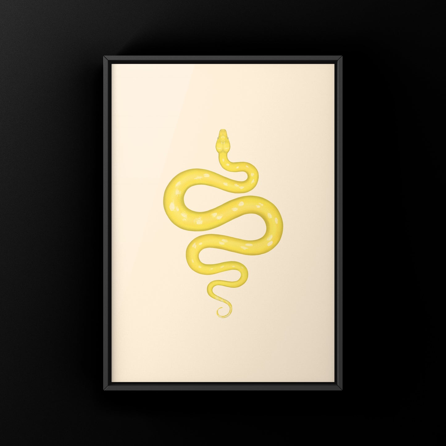 High Yellow Green Tree Python art print by The Silk Ranch, featuring a vibrant and detailed illustration of the Morelia viridis snake.