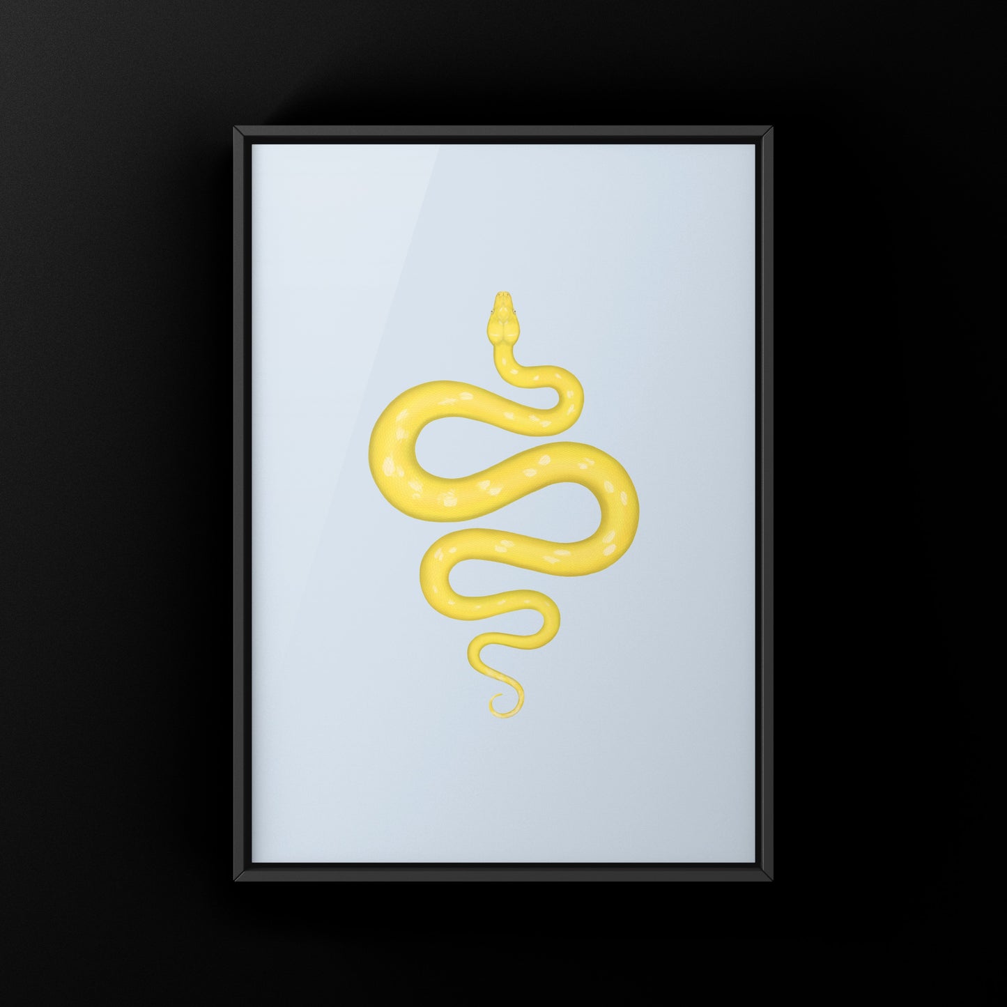 High Yellow Green Tree Python art print featuring vibrant green and yellow python illustration from The Silk Ranch.