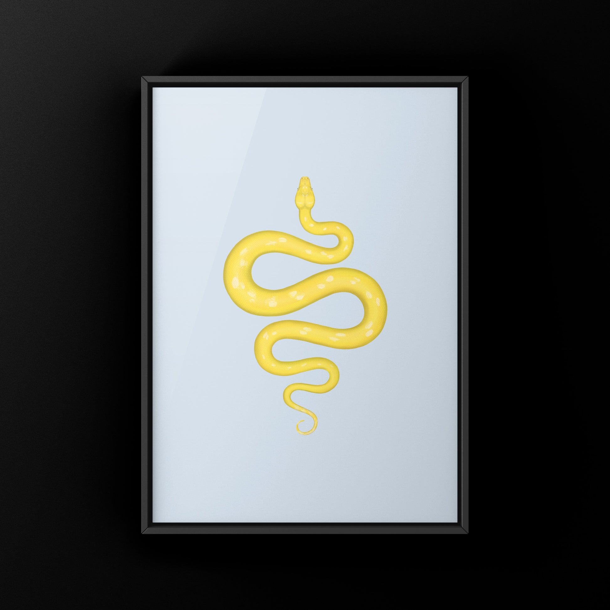High Yellow Green Tree Python art print featuring vibrant green and yellow python illustration from The Silk Ranch.