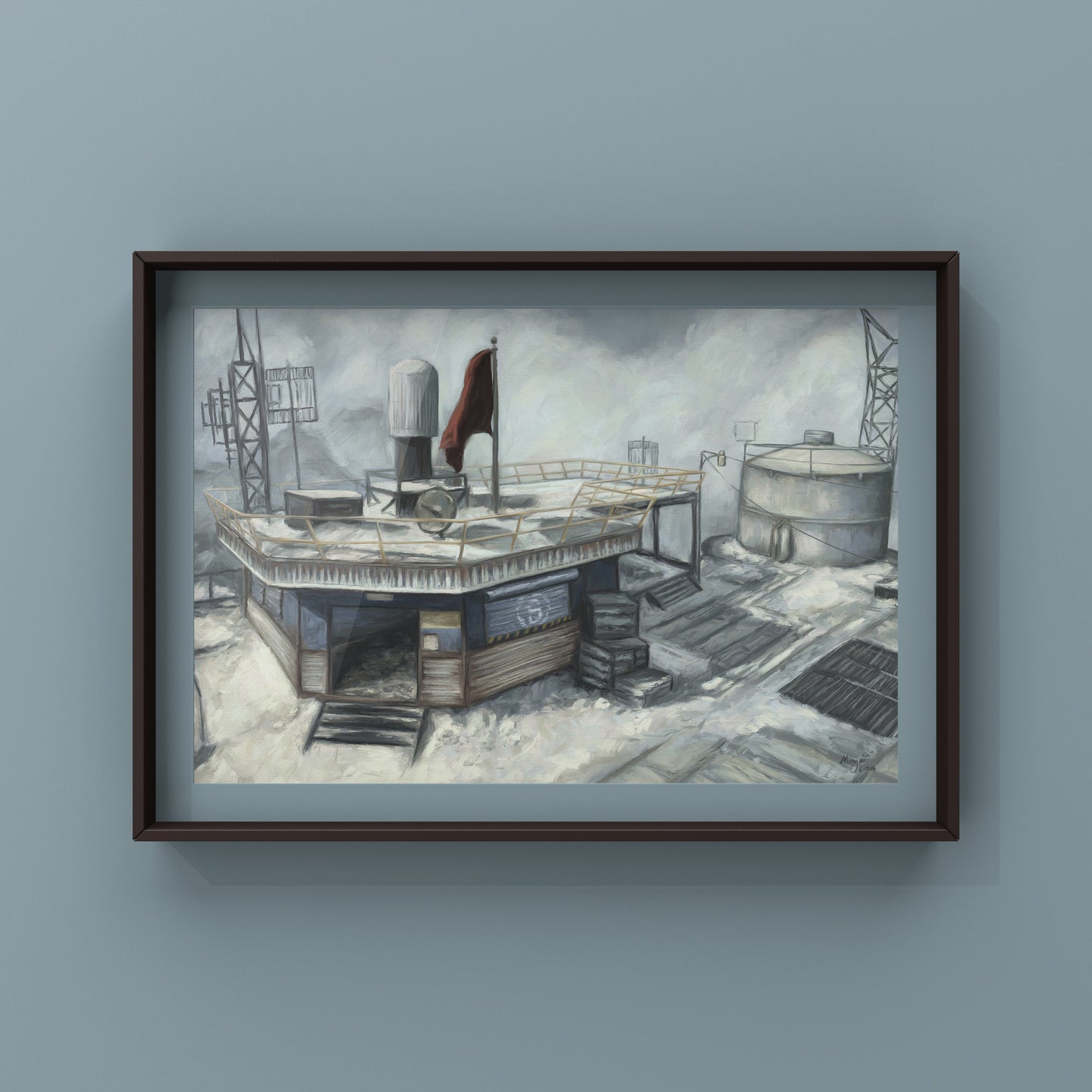 Call of Duty Outpost Oil Painting Art Print | Outpost Map | Gaming Poster | Videogame Wall Decor | By MingoArt