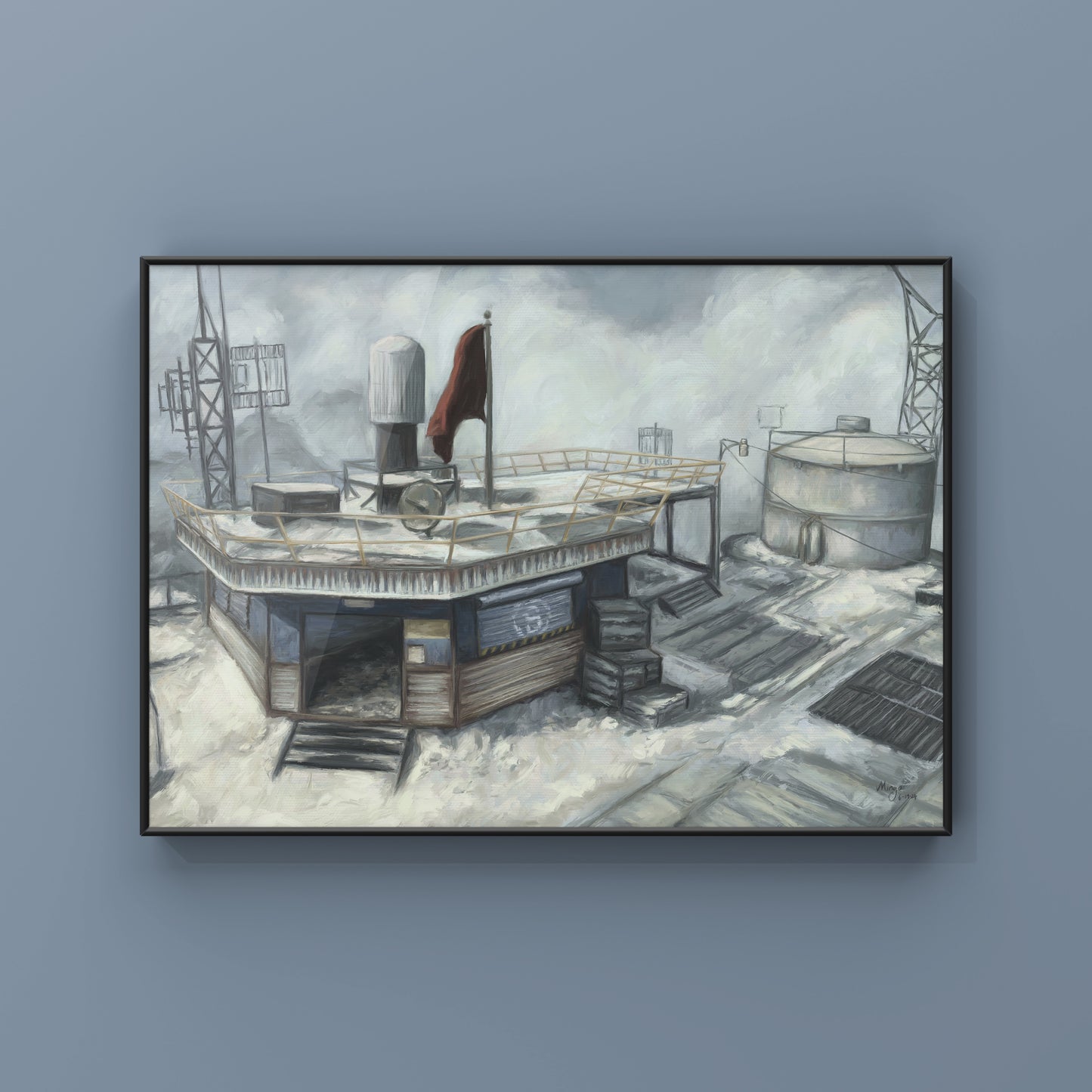 Call of Duty Outpost Oil Painting Art Print | Outpost Map | Gaming Poster | Videogame Wall Decor | By MingoArt