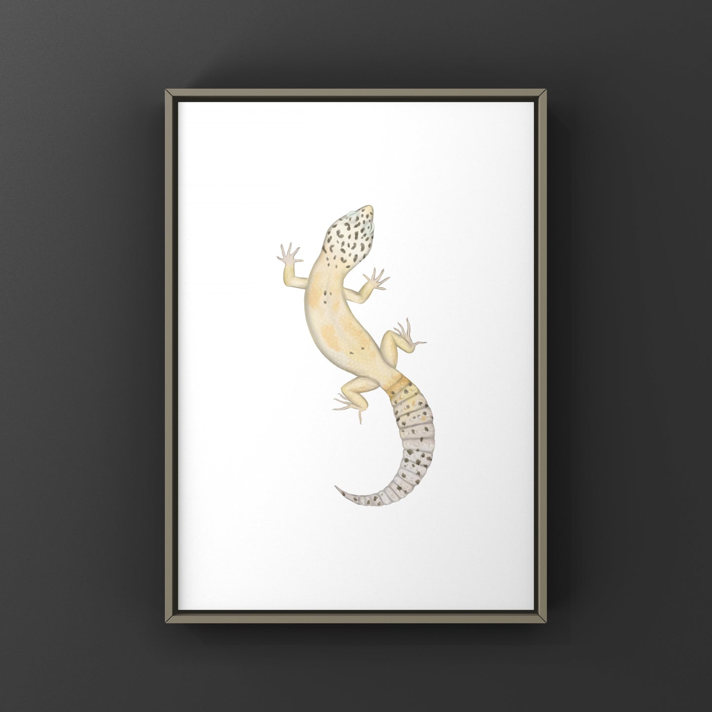 Leopard gecko art print featuring detailed illustration of Eublepharis macularius on high-quality paper by The Silk Ranch
