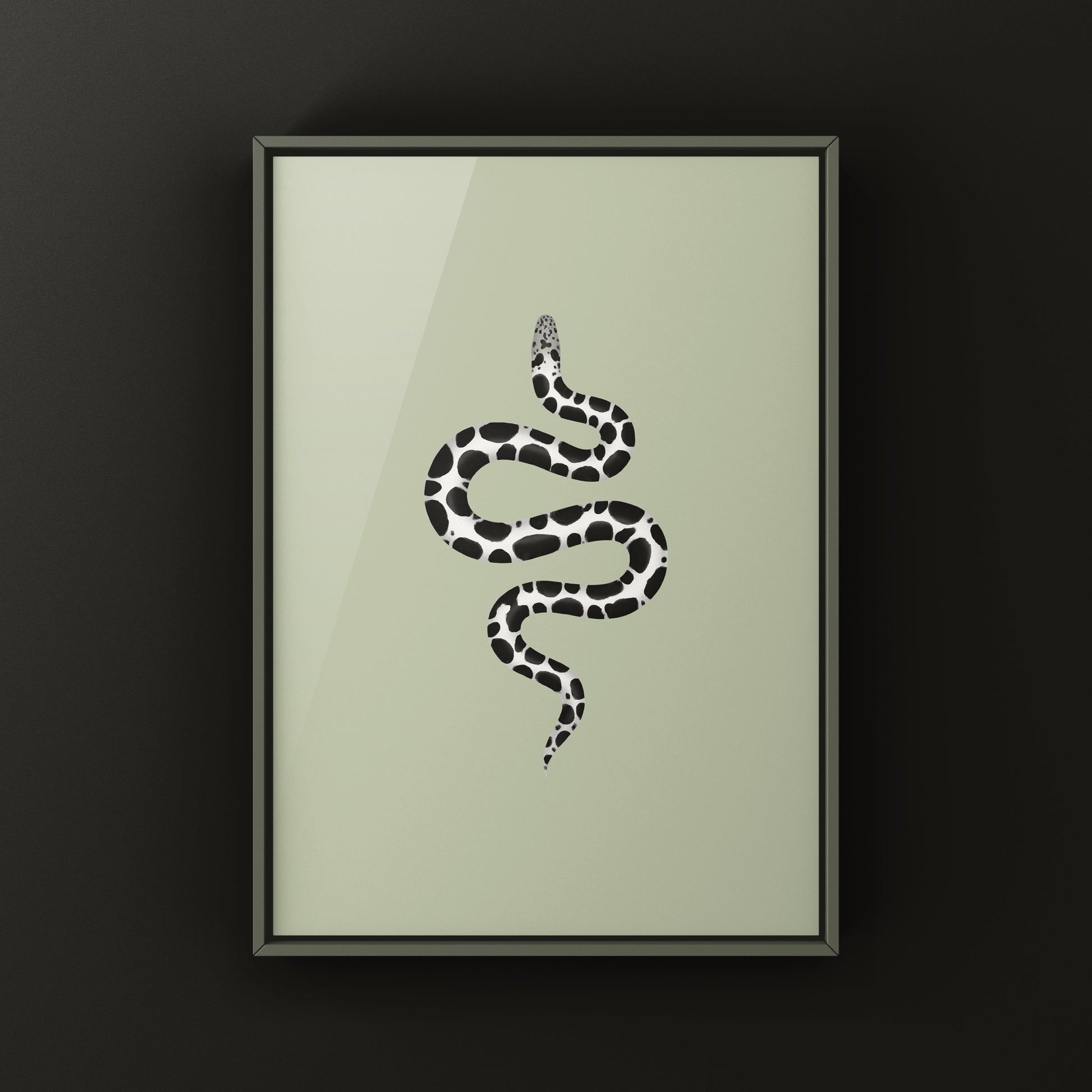Anerythristic Kenyan Sand Boa art print by The Silk Ranch showing detailed snake illustration on white background.